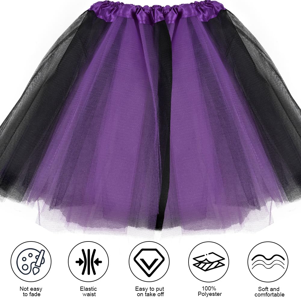 ACWOO 3pcs Kids Purple Witch Costume, Magic Witch Fancy Dress with Black Hat - Image 4