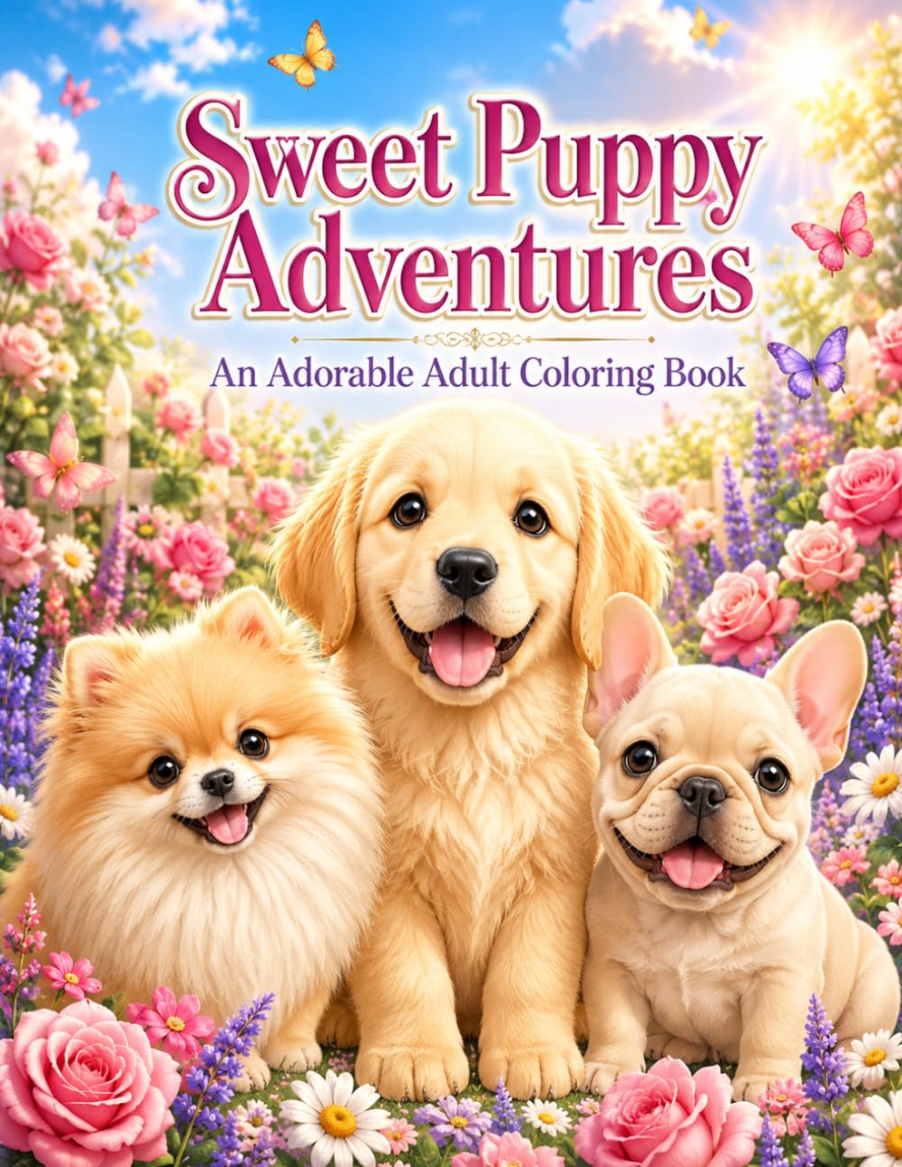 Sweet Puppy Adventures: An Adorable Adult Coloring Book