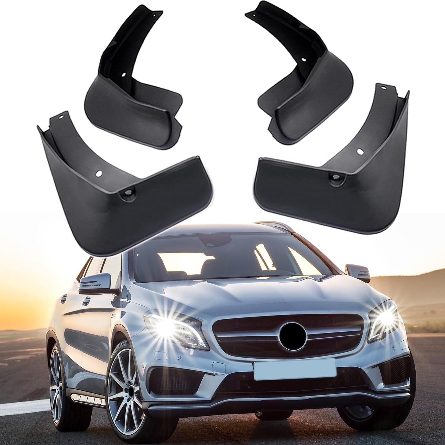 4Pcs Car Mud Flaps Splash Guard Fender Mudguard Compatible with Mercedes-Benz GLA 45 AMG/GLA AMG Line 2015-2020