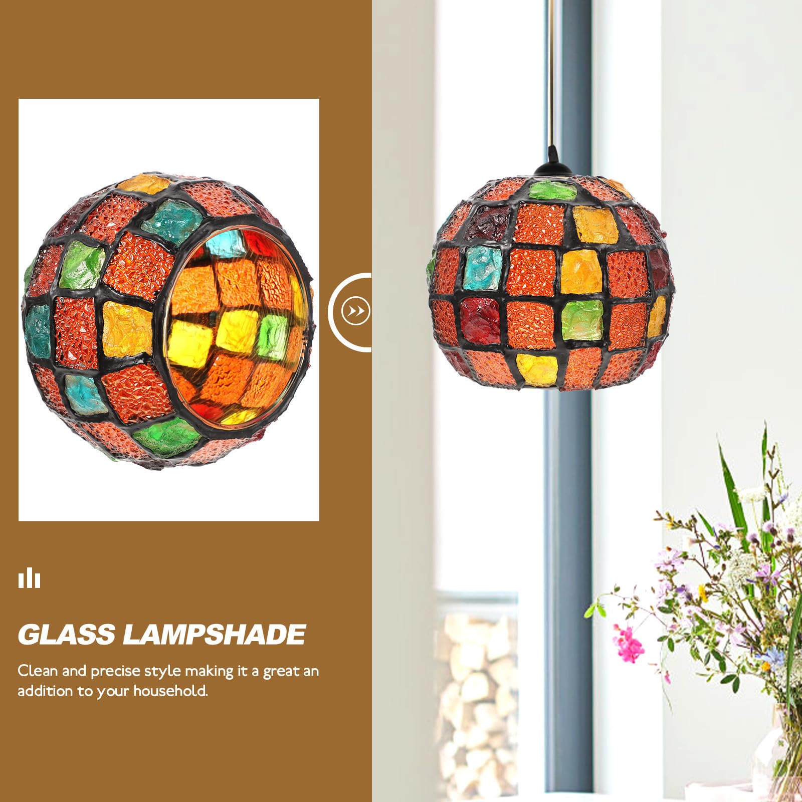 Paralume Lampada da Tavolo Retrò in Vetro Mosaico E26 E27