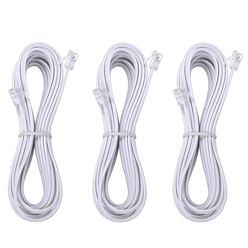 Miniatura 13 de LanSenSu Cable de extensión de teléfono de 50 pies, cable telefónico con enchufe RJ11 estándar y 2 acopladores en línea y 20 soportes de clip para