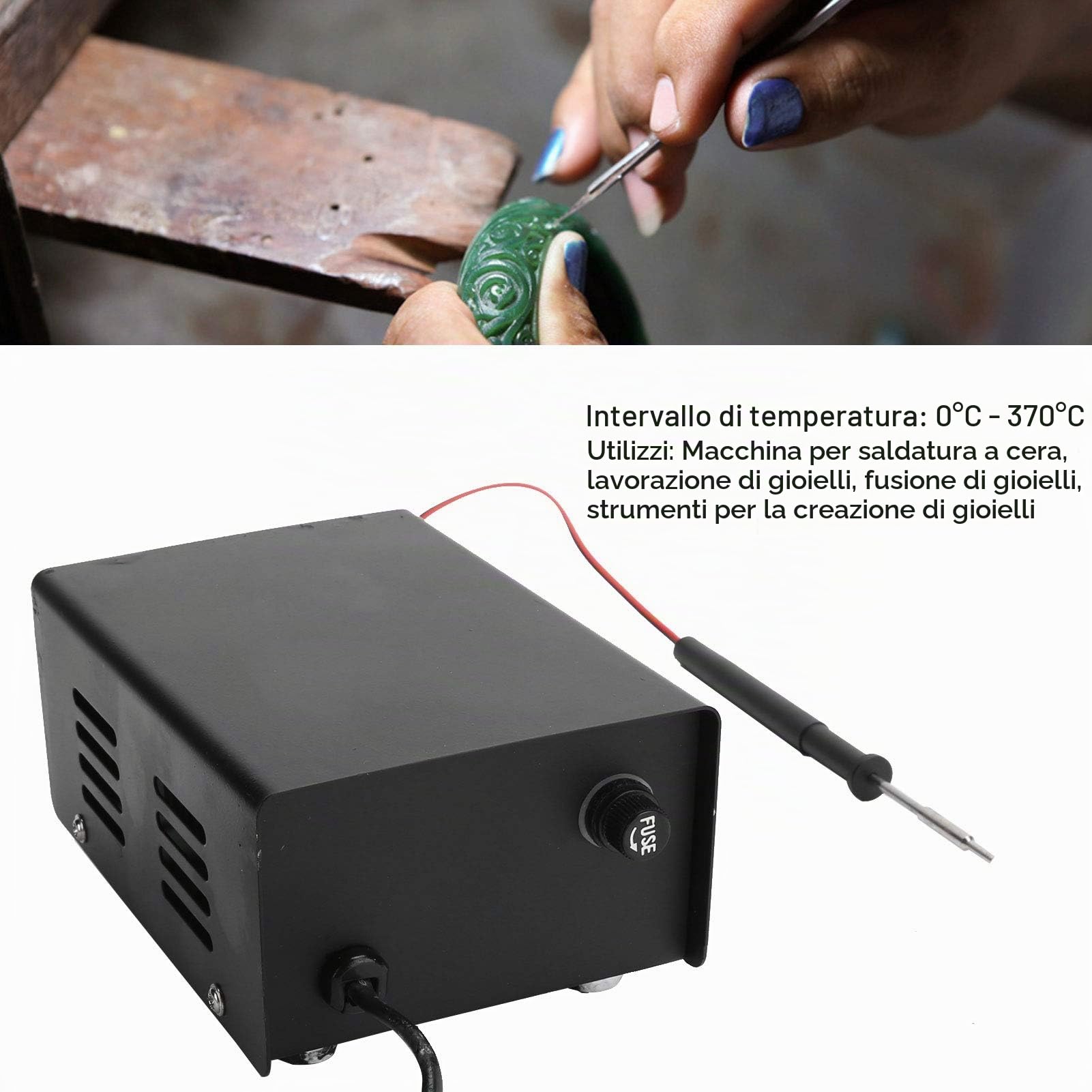 Fydun Saldatore da Gioielleria, Macchina per Saldatura di Gioielli, Utensile per Saldatura, Macchina di Riscaldamento per Gioielli, Ideale per Saldatura Cera, Regolazione di Temperatura 0℃ - 370℃