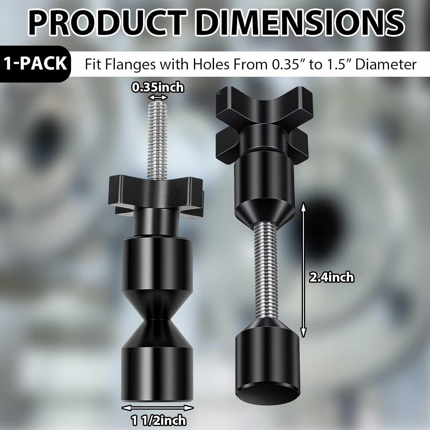 Kingdder 2 Pcs 1 1/2" Aluminum Two Hole Pins with Quick Knobs 2 Hole Flange Alignment Pins Pipefitter Tool for Pipe Installation, Black