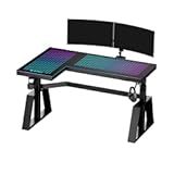 Standing Desk&comma; Gaming Table&comma;Glass RGB&comma; Height Adjustable Computer desks 60 Inch L Shaped Corner Music Studio Desk Workstation w Type-C Port&comma;Cup Headset Holder&comma;APP Control&comma;Left