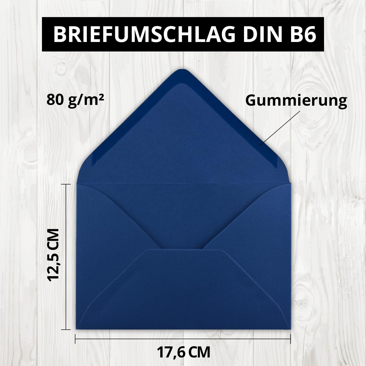 50x Quadratische Briefumschläge Royalblau – 15,5x15,5 Cm, 110 G/m², Mit Nassklebung