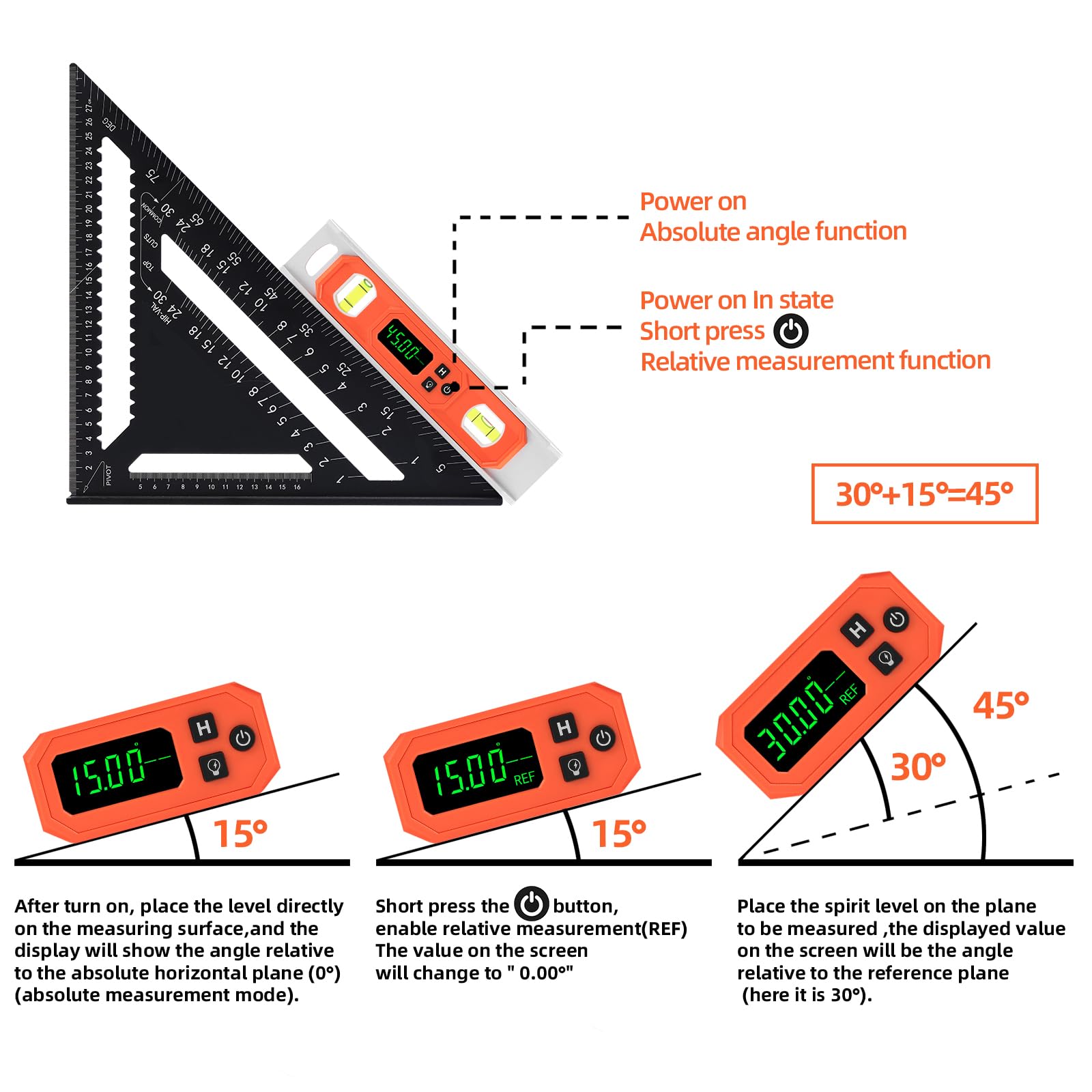 RONGPRO 9" Digital Level - Angle Finder with LCD & Magnet -4 RONGPRO 9" Digital Level - Angle Finder with LCD & Magnet -4