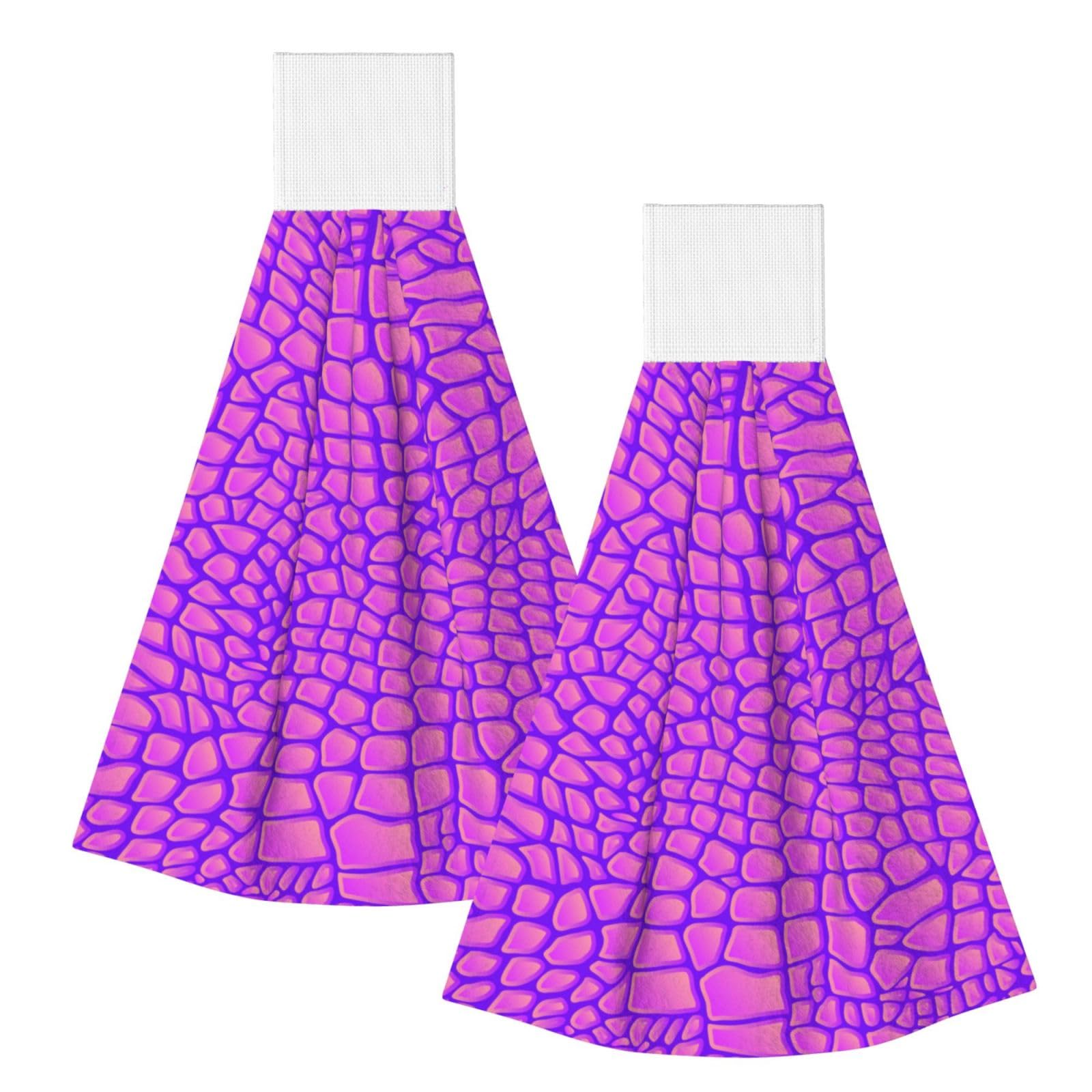 DOPKLNA Pink Crocodile Alligator Skin, 2 Pcs Hanging Coral Fiber Hand Towels for Bathroom, Absorbent Kitchen Towels
