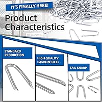 Vista 4 de Glarks 200 grapas galvanizadas resistentes de 0.787 in U para cercado tejido y malla de alambre