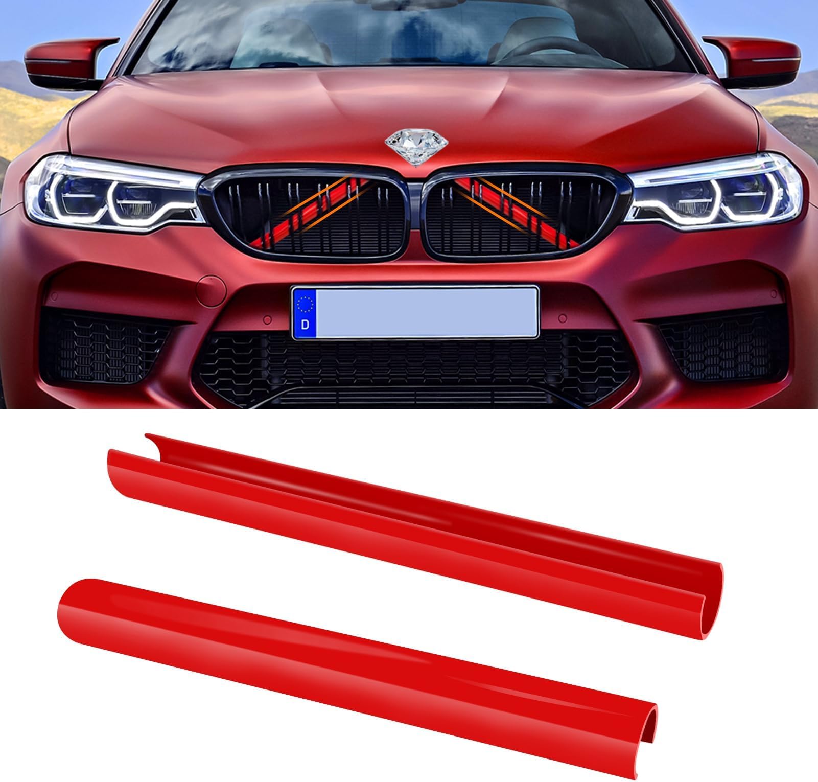 TTCR-II 2PCS Grille Insert Trims Stripe Compatible with BMW 1 2 3 4 5 6 7 Series