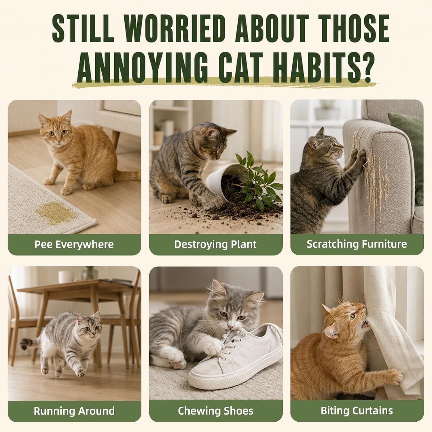 Cat Deterrent Spray for Furniture Protection, Anti Scratch, Urine Marking | Effective Cat Repellent Indoor & Outdoor Training Aid for Stop Chewing & Pee Spraying with Safe Natural Ingredients, 1 Pcs