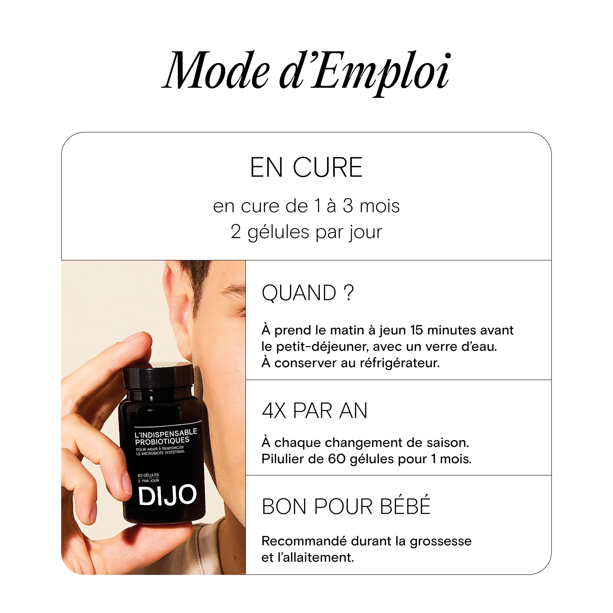 DIJO Probiotique Renforcement Flore Intestinale 8 Souches Bactéries 28 Milliards UFC Gélules Gastro-Résistantes Végan Fabriqué France 1 Mois