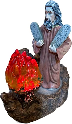 Moisés hablante y la zarza ardiente sosteniendo los diez mandamientos regalo religioso, gran herramienta de enseñanza bíblica, decoración cristiana.
