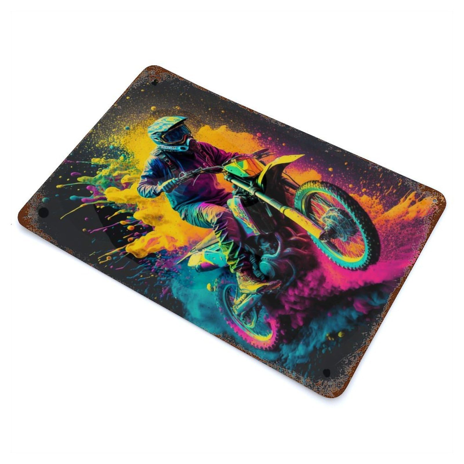 Dirt Motocross Vintage Rust Metal Sign 11.8"x7.9", for Pub, Kitchen And Man Cave Decor, Rustic Home Decor