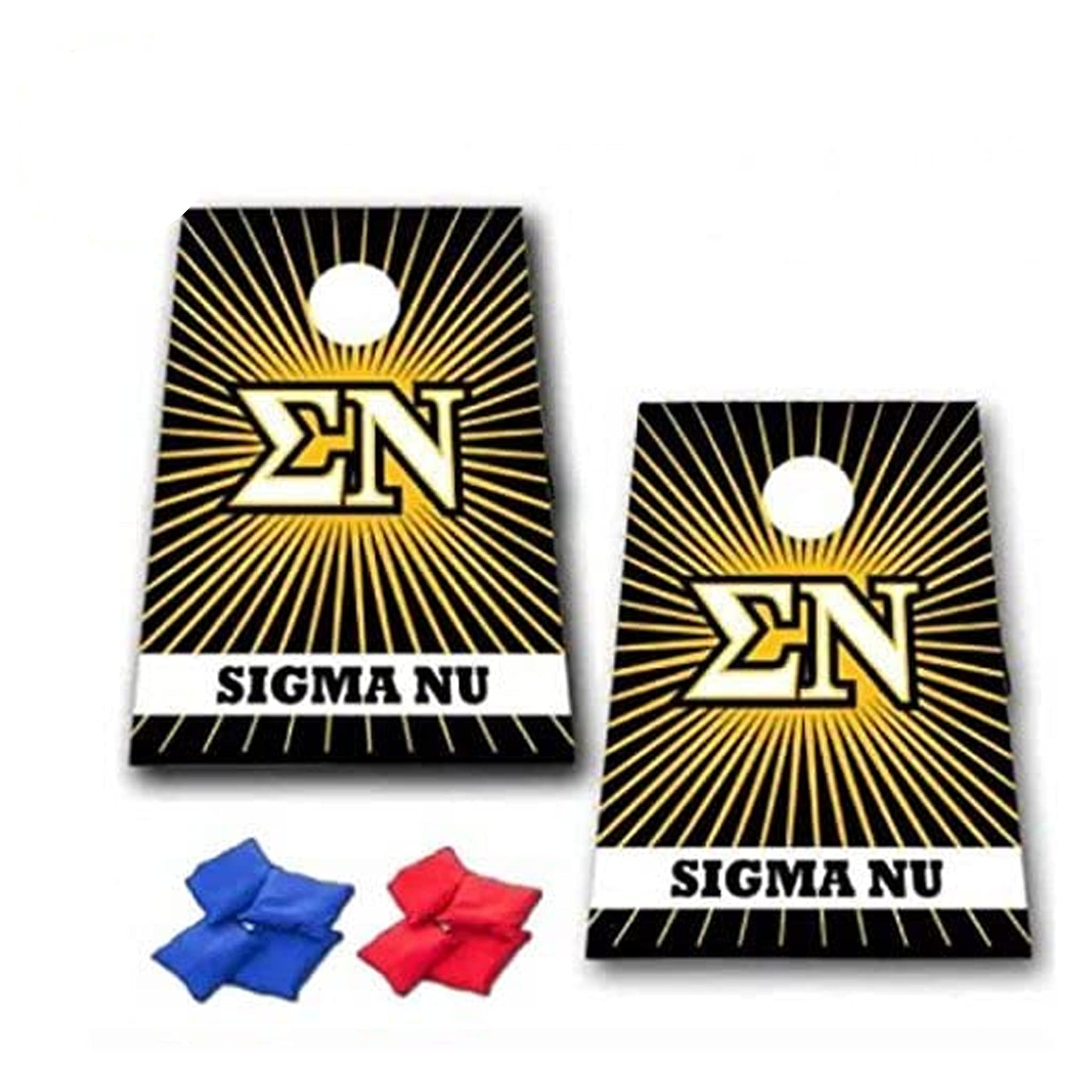 VictoryStore Cornhole Games - Sigma Nu Cornhole Bag Toss Game - Starburst - 8 Bags Included