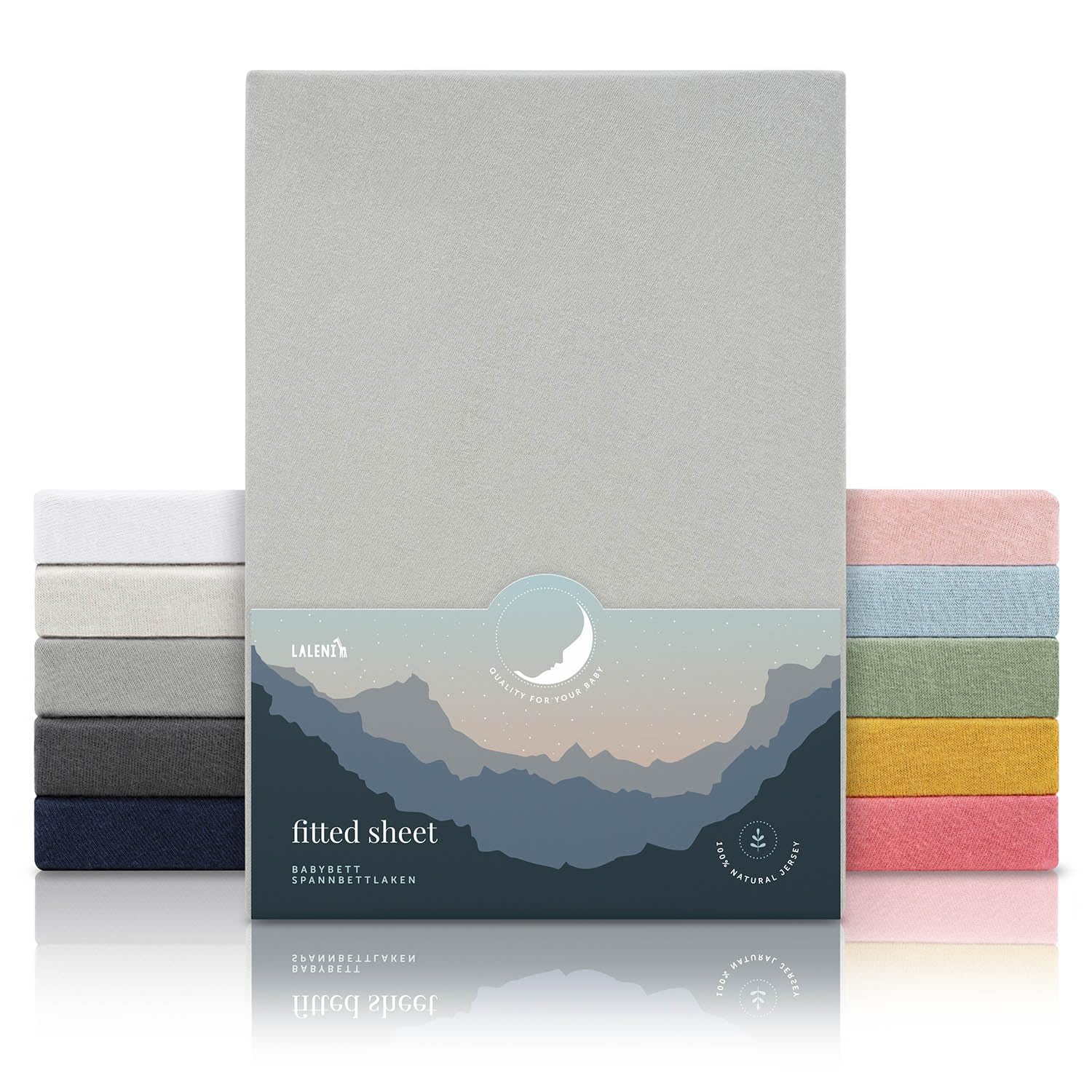 Laleni Sabana Bajera 60to70x120to140x15cm Oeko-Tex - sabanaja Bajera 100% Algodon para Cama de Infantil Set de 2-Ropa de Cama Infantil - para Cuna Bebe Color Moonlight Grey - Gris — view 91