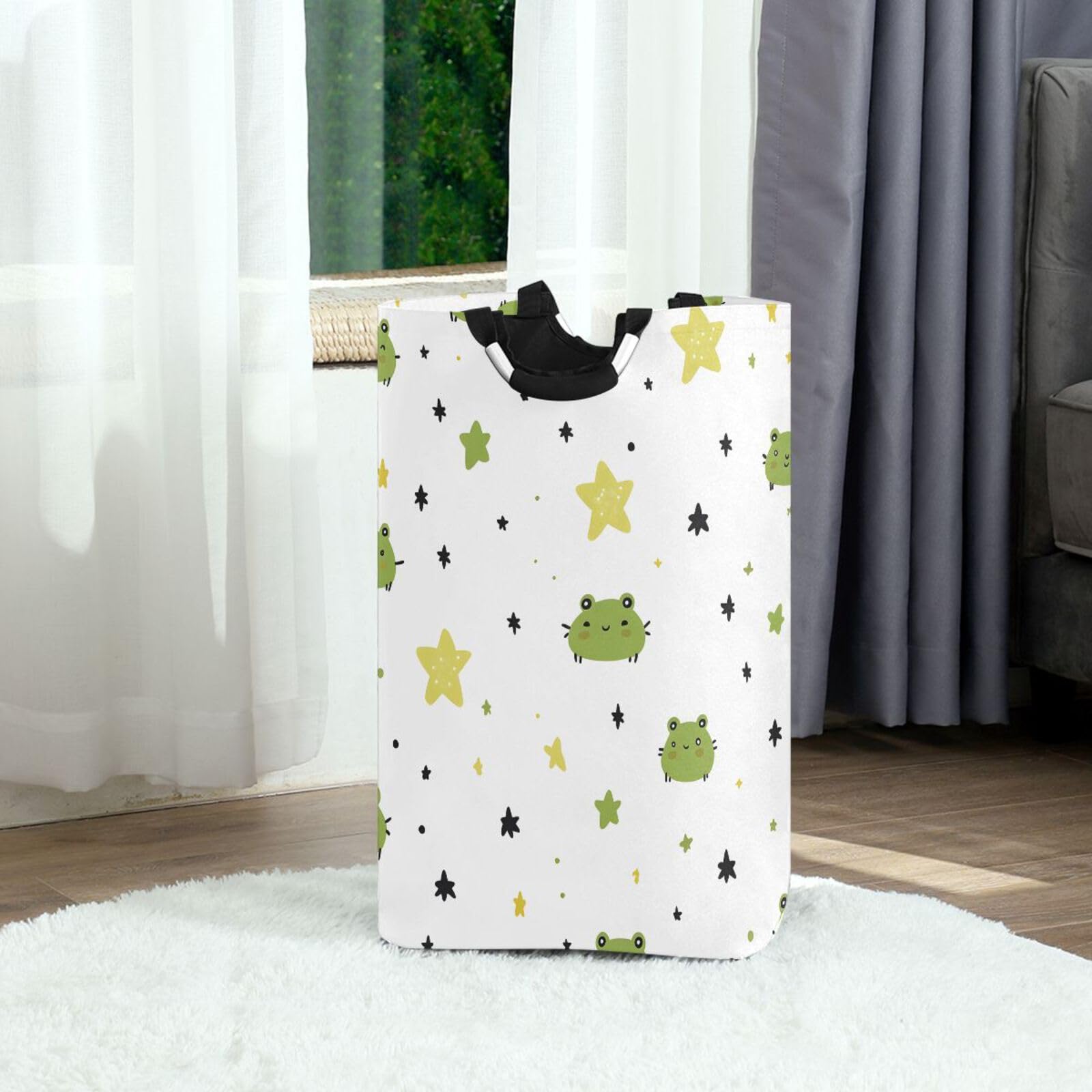 Jihqo Laundry Hamper Basket St Patrick's Clover Pattern Collapsible Nursery Storage Bin Waterproof Clothing Baskets for Home Bedroom Bathroom Washing Room