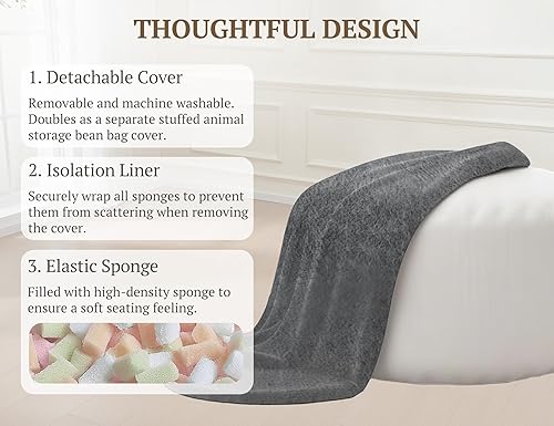 Miniatura 3 de Puf de 3 pies, cómodos puf para adultos, rellenos de espuma viscoelástica de terciopelo de lujo con funda extraíble, puf para adultos con relleno