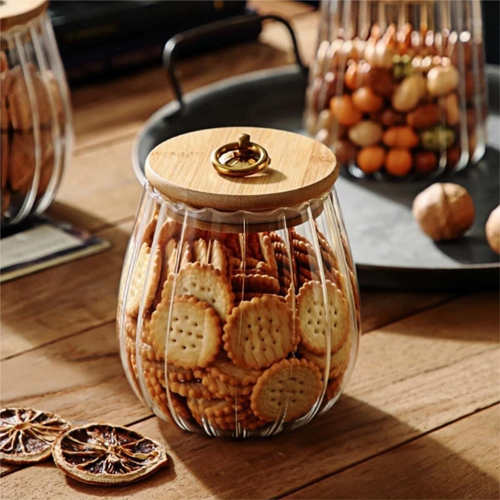 Vorratsgläser mit Deckel Glasgläser Set Streifenbehälter Mehrzweckaufbewahrung for Zucker Aufbewahrungsgläser Küche