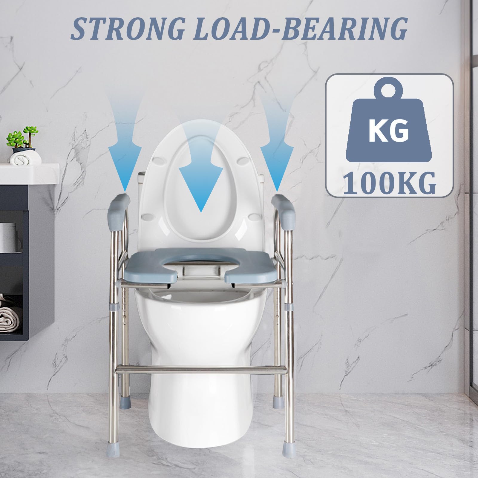 Asiento elevador de inodoro con reposabrazos,asiento de inodoro elevado con altura regulable, ayuda para levantarse para personas mayores,elevador de asiento de inodoro para personas mayores