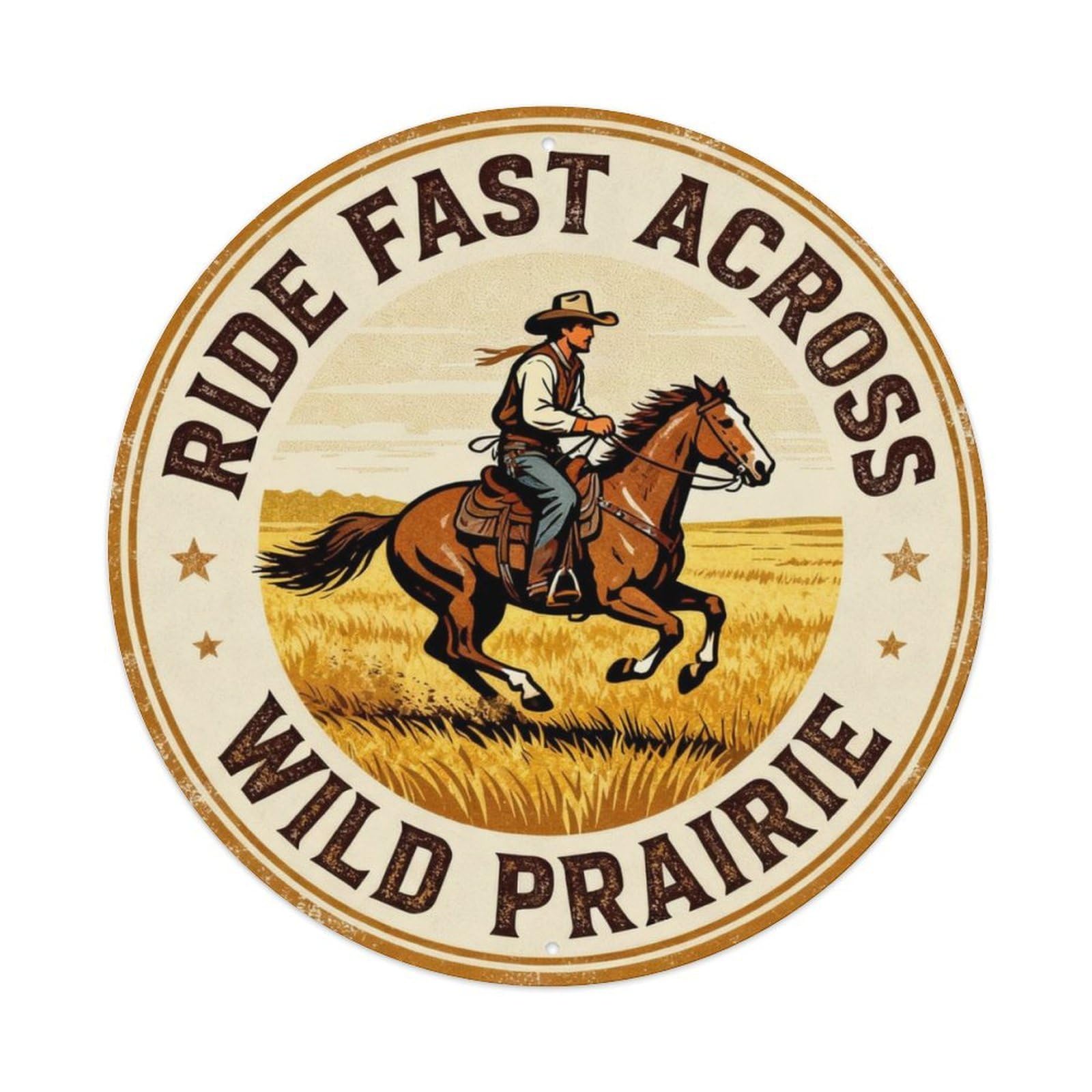 Ride Fast Across Wild Prairie Metal Tin Sign Plaque