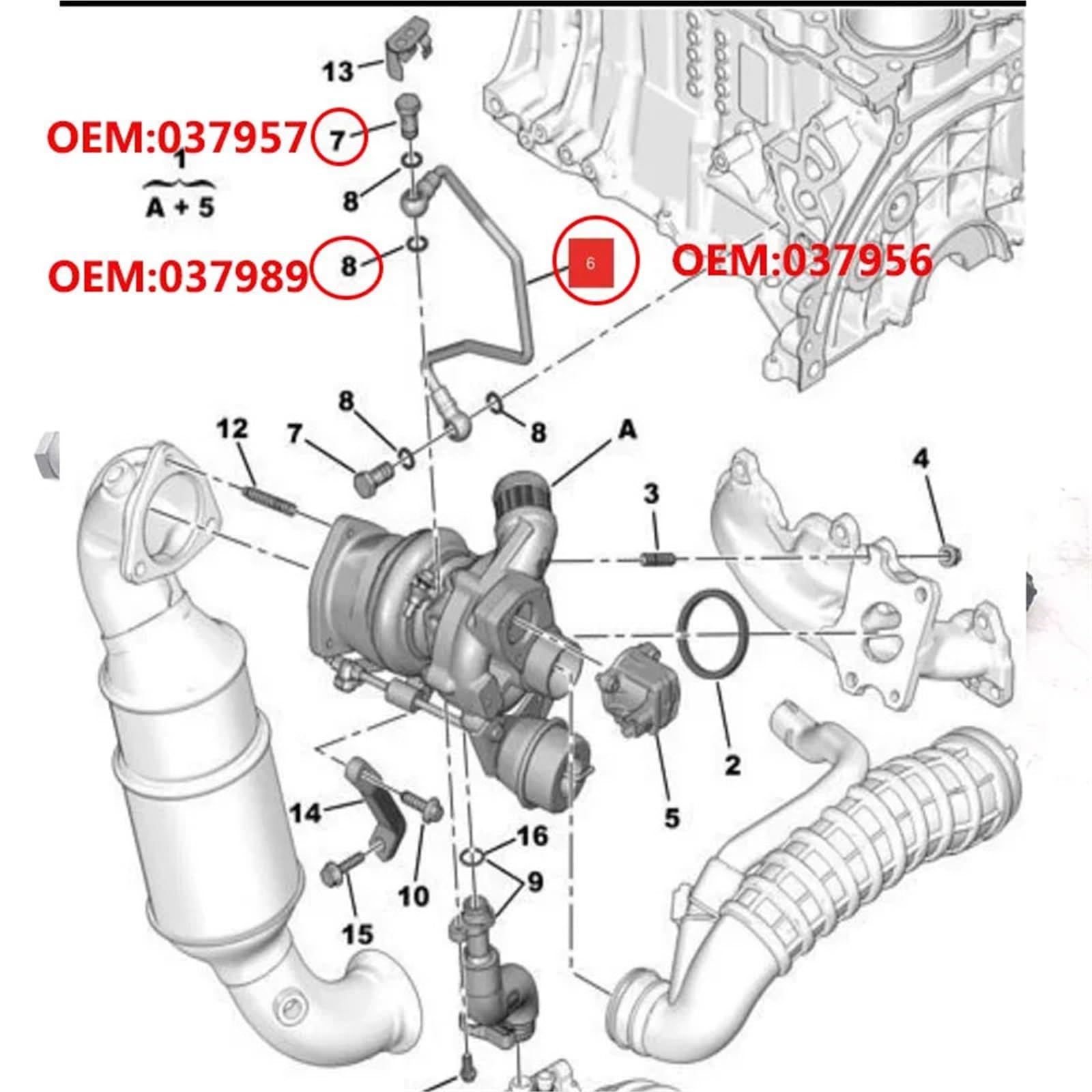 Regeneracja przewodu powrotnego oleju turbosprężarki RCZ Kryształy w C4L C4 C5 DS 037956 THP KIT 9824001880 207 208 308 508 3008 5008 Wąż silnika(9824001880 1 PCS)