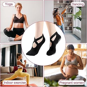 6 Paia Calzini Antiscivolo Donna - Yoga, Pilates, Barra, Danza, Fitness - Puntini In Silicone, Cotone, Taglia 36-40