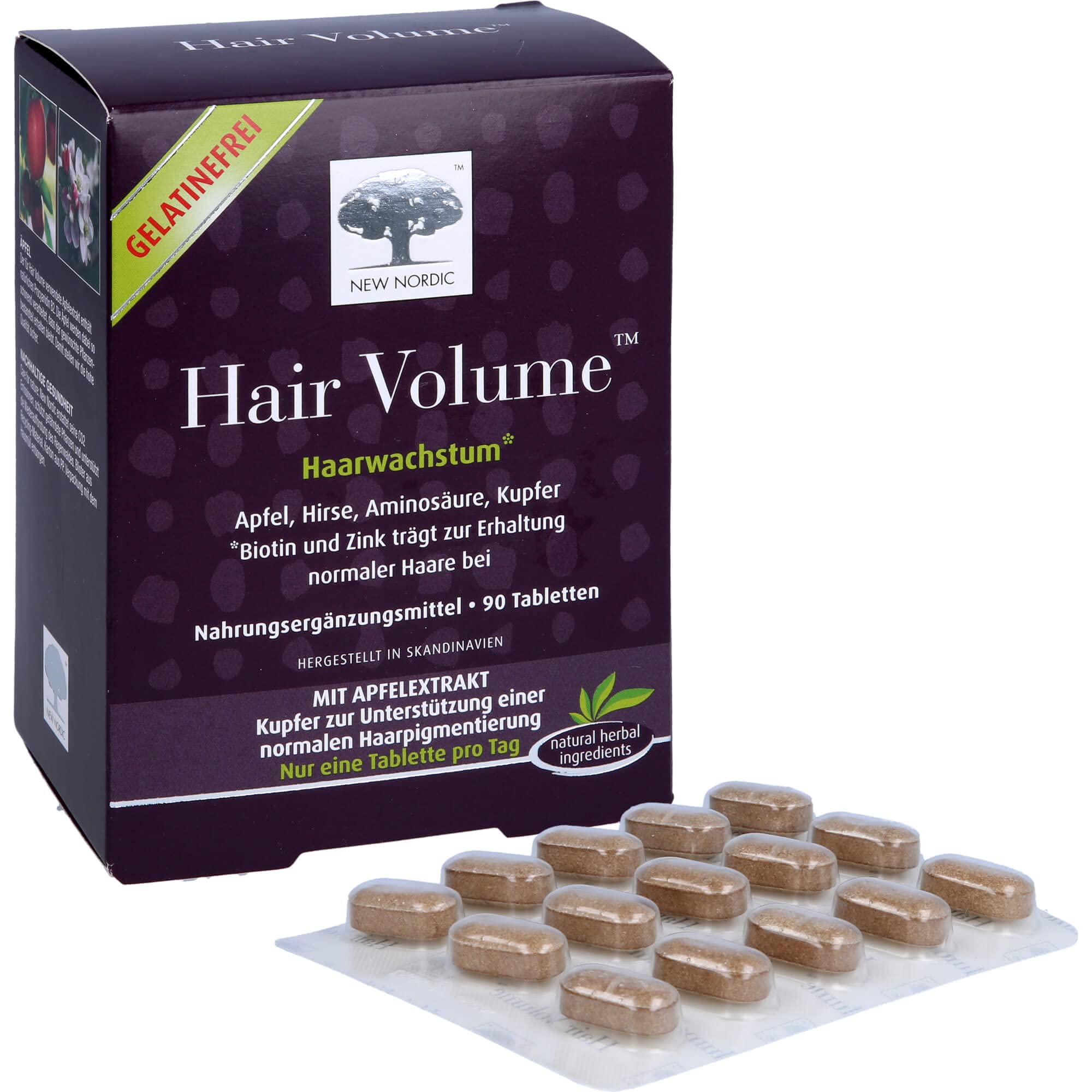NEW NORDIC Hair Volume Haarwachstum Tabletten, 90 Sztuka Tablety