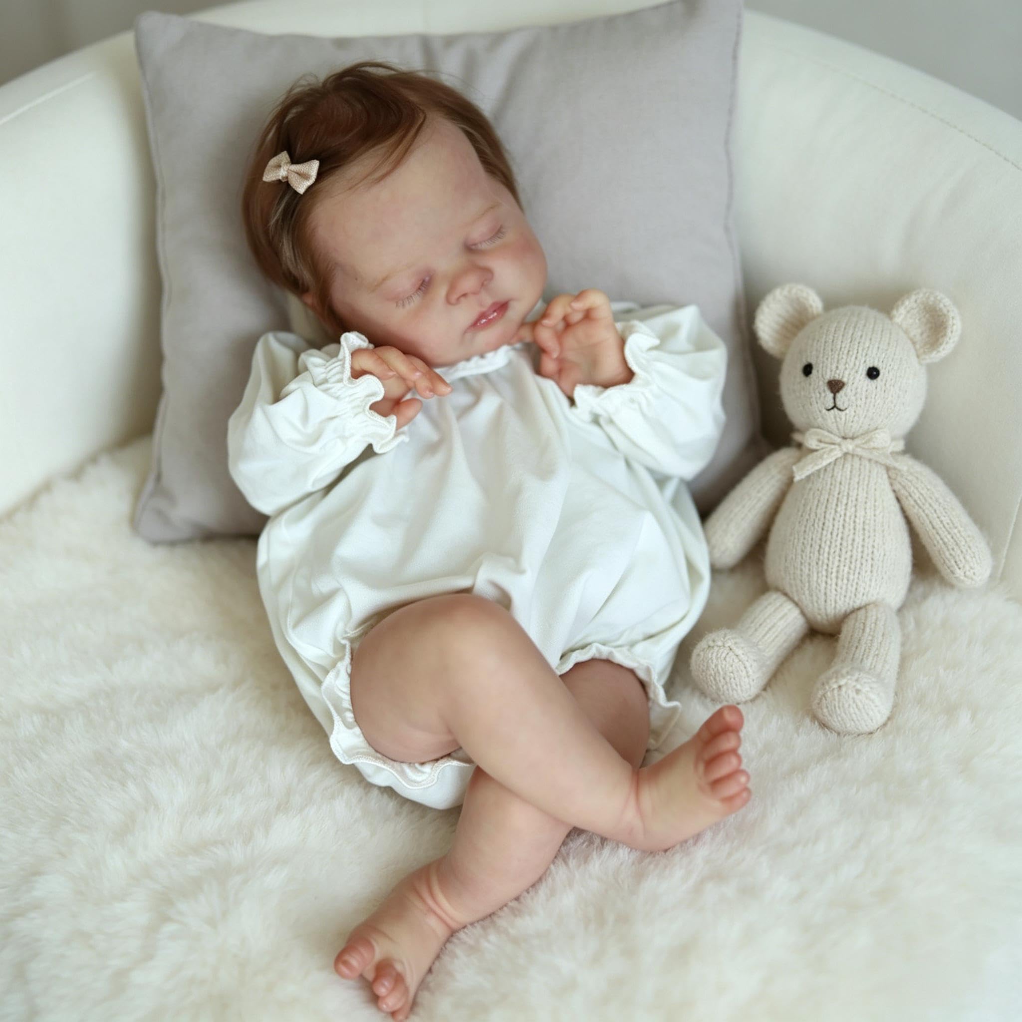 RXDOLL Realistyczne lalki Reborn Baby Dolls 48 cm śpiące lalki dla noworodków, które wyglądają jak prawdziwa lalka Reborn, miękka winylowa tkanina, obciążona realistyczna lalka niemowlęca z zabawkami