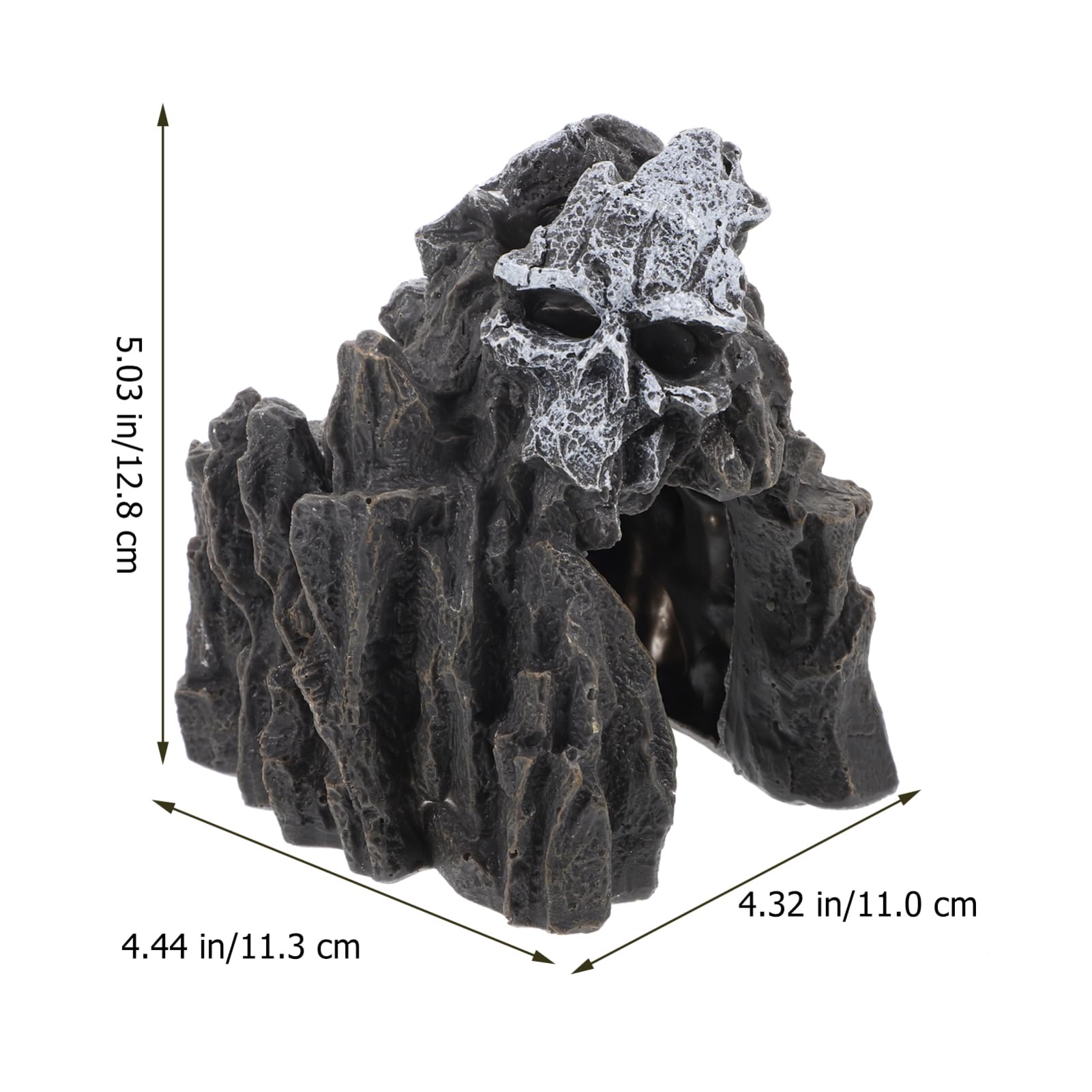 Figurine Crâne Décorative, Grotte Noire en Résine pour Aquarium Halloween | Abri pour Aquarium, Pierres Artificielles pour Aquarium, pour Crevette Aquarium, Lampe Incluse