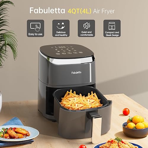 Miniatura 2 de Freidoras de aire de 4 cuartos de galón, Fabuletta 9 programas de cocina inteligentes personalizables freidora de aire compacta, recordatorio de