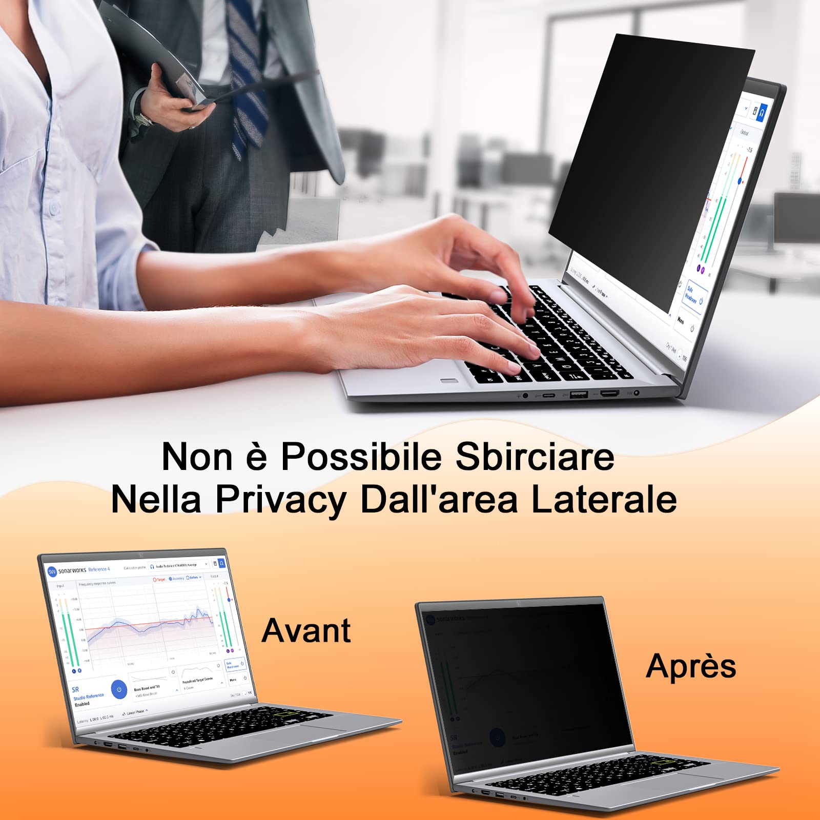 Filtro Privacy Schermo 13.3 Pollici, Pellicola Privacy Filter Compatibile con HP/Dell/Acer/Lenovo/Thinkpad/Samsung/ASUS/Sony, Rimovibile Pellicola de Protezione, Filtro Luce Blu PC per 16:9 Laptop