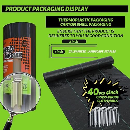 Miniatura 8 de Tela de barrera de malezas de 3 x 200 pies, resistente, tela geotextil duradera de 3.2 onzas, alfombrilla de protección de suelo para jardinería,