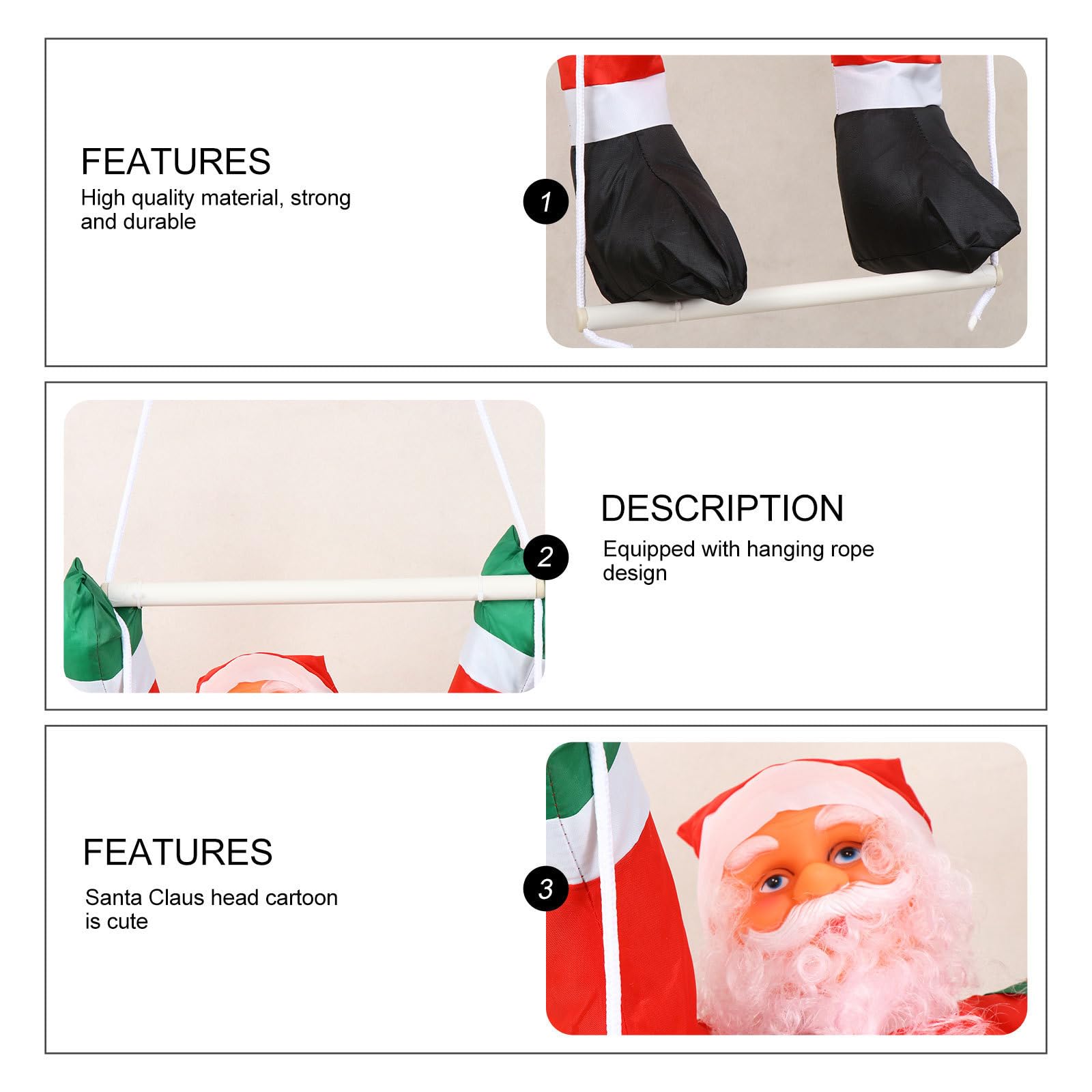 Colgante Navideño de Papá Noel para Decoración de Escalera Tela Oxford y Algodón PP, Accesorio Divertido para Fiesta y Ambiente Navideño Clásico