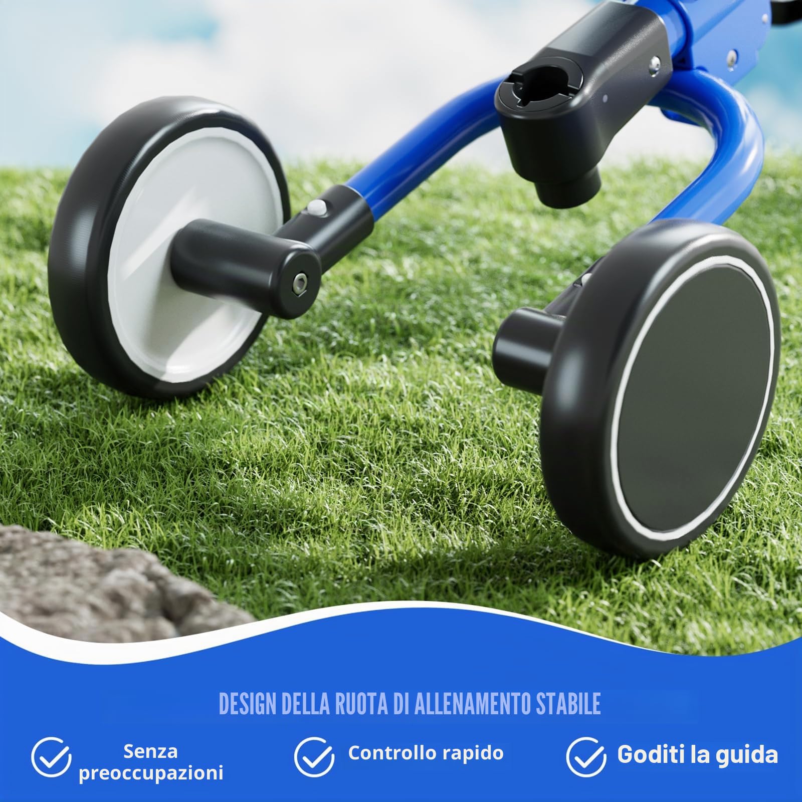 KORIMEFA Triciclo Bambini 1 anno con barra di spinta, triciclo per bambini 5 in 1 da 1 a 3 anni, sedile regolabile, pedali rimovibili, Bicicletta per Bimba e Bimbo (blu)