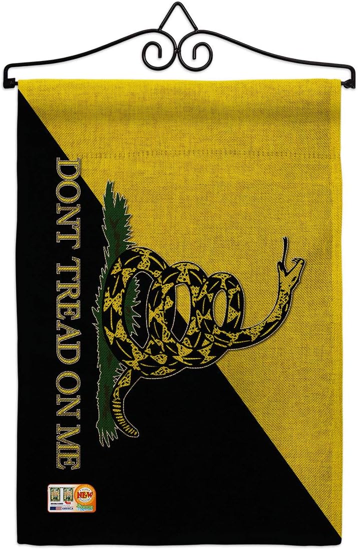Gadsden Anarcho Capitalist Garden Flag Set Wall Hanger Americana US Historic July Memorial Veteran Independence United State American Small Gift Yard House Banner Made In USA 13 X 18.5