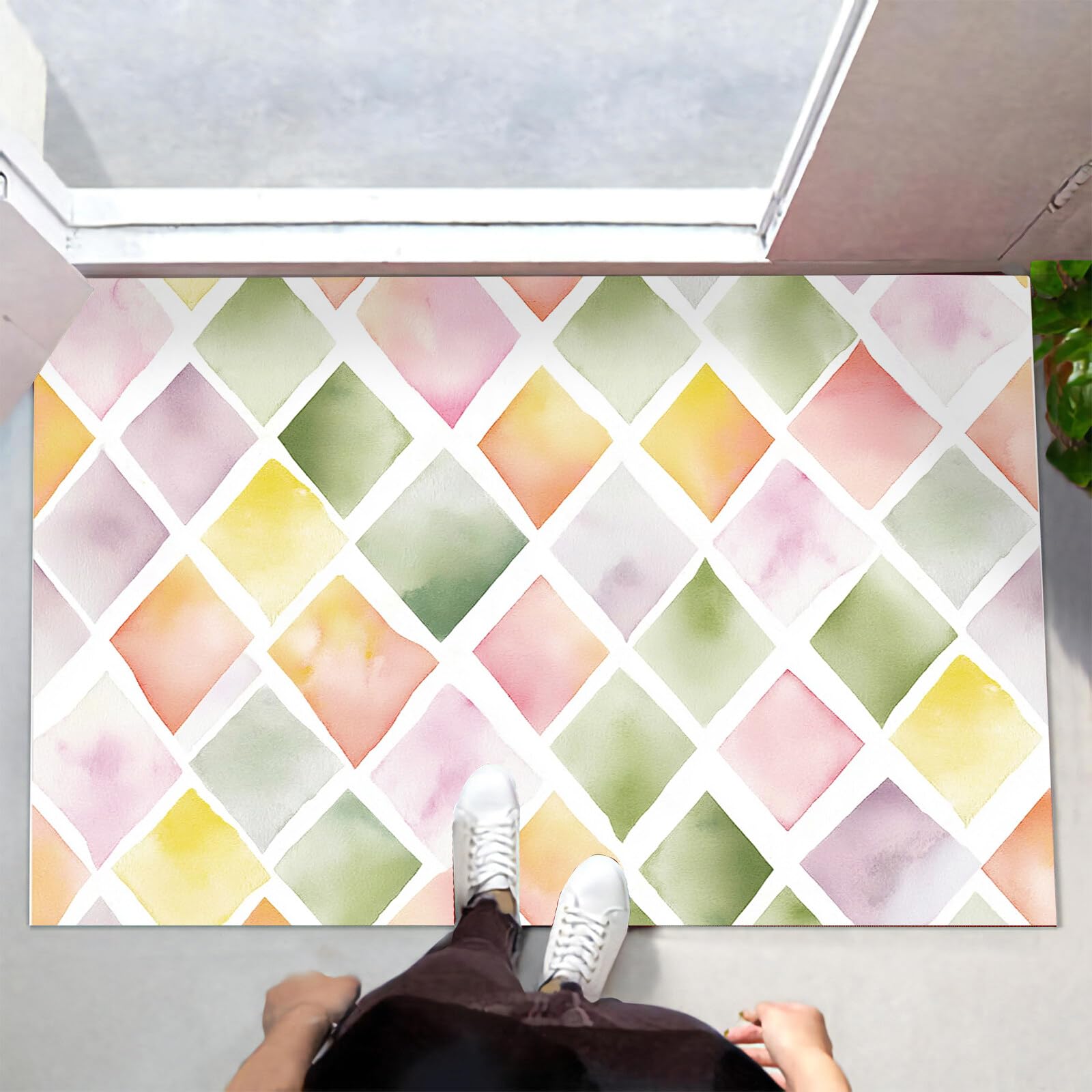 Paillassons intérieur antidérapant jaune pâle 70x100 cm robuste