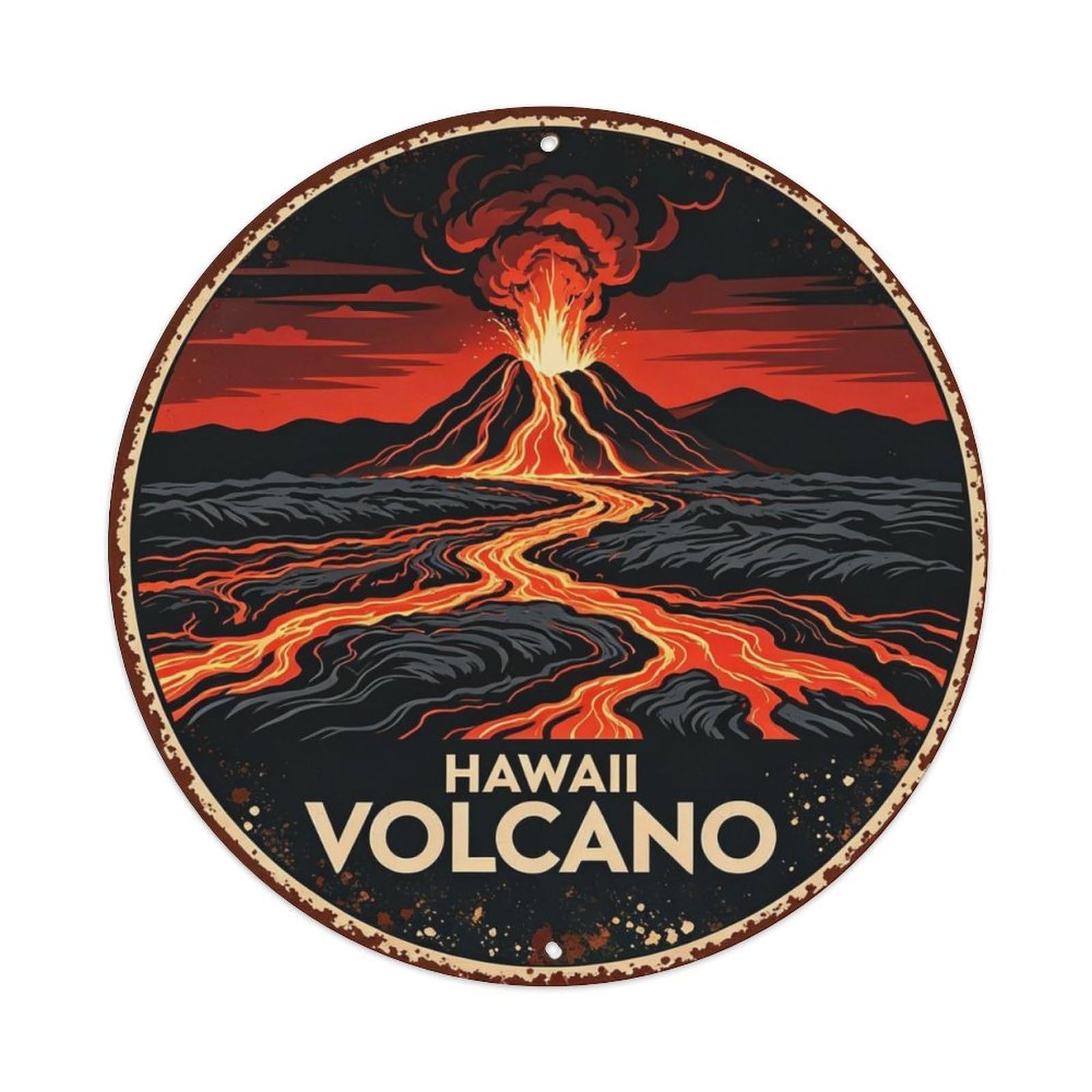 Hawaii Volcano Metal Tin Sign Plaque