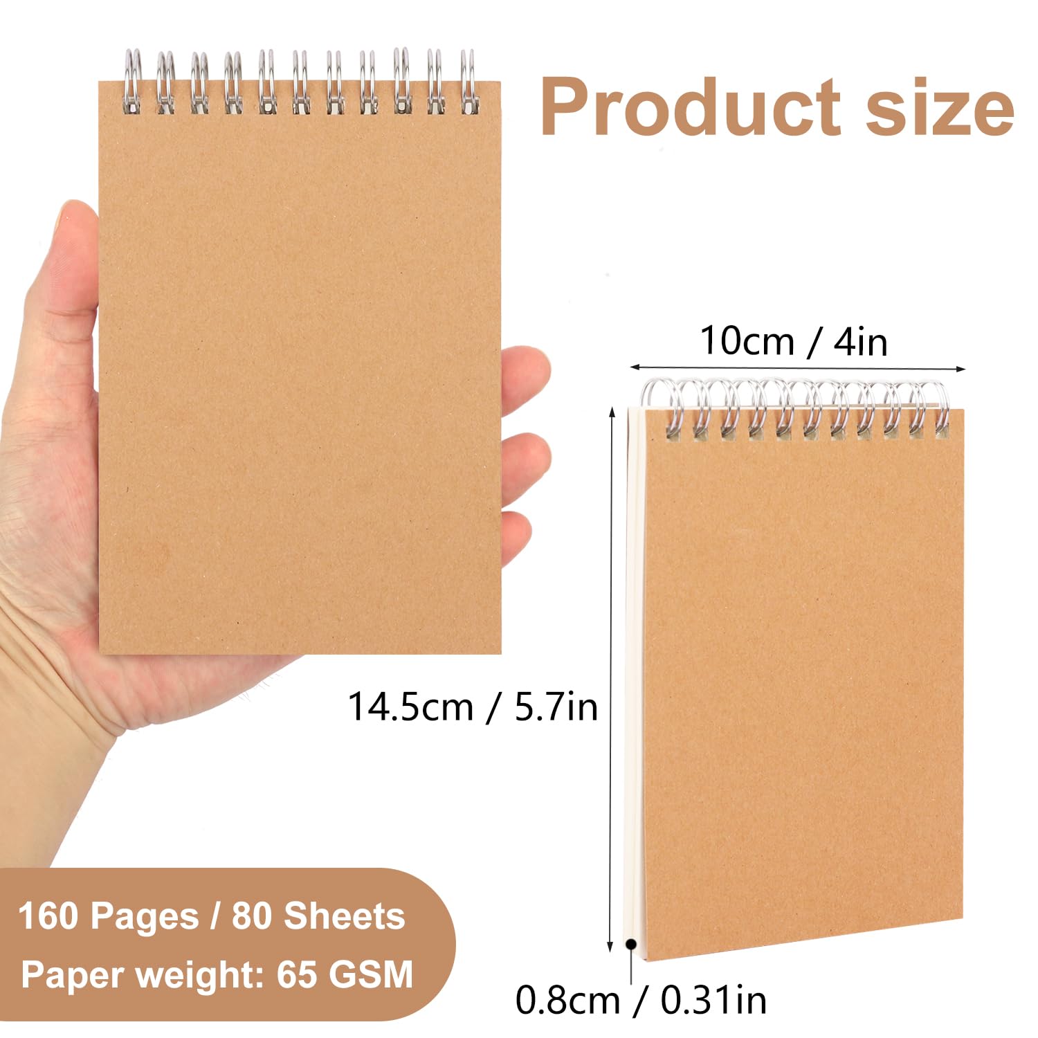 IHDYPPEW Paquete de 24 cuadernos rayados en espiral marrón, cuadernos A6 con espiral superior, cuadernos medianos versátiles para el trabajo, estudio y regalos, suministros de oficina, escuela (80