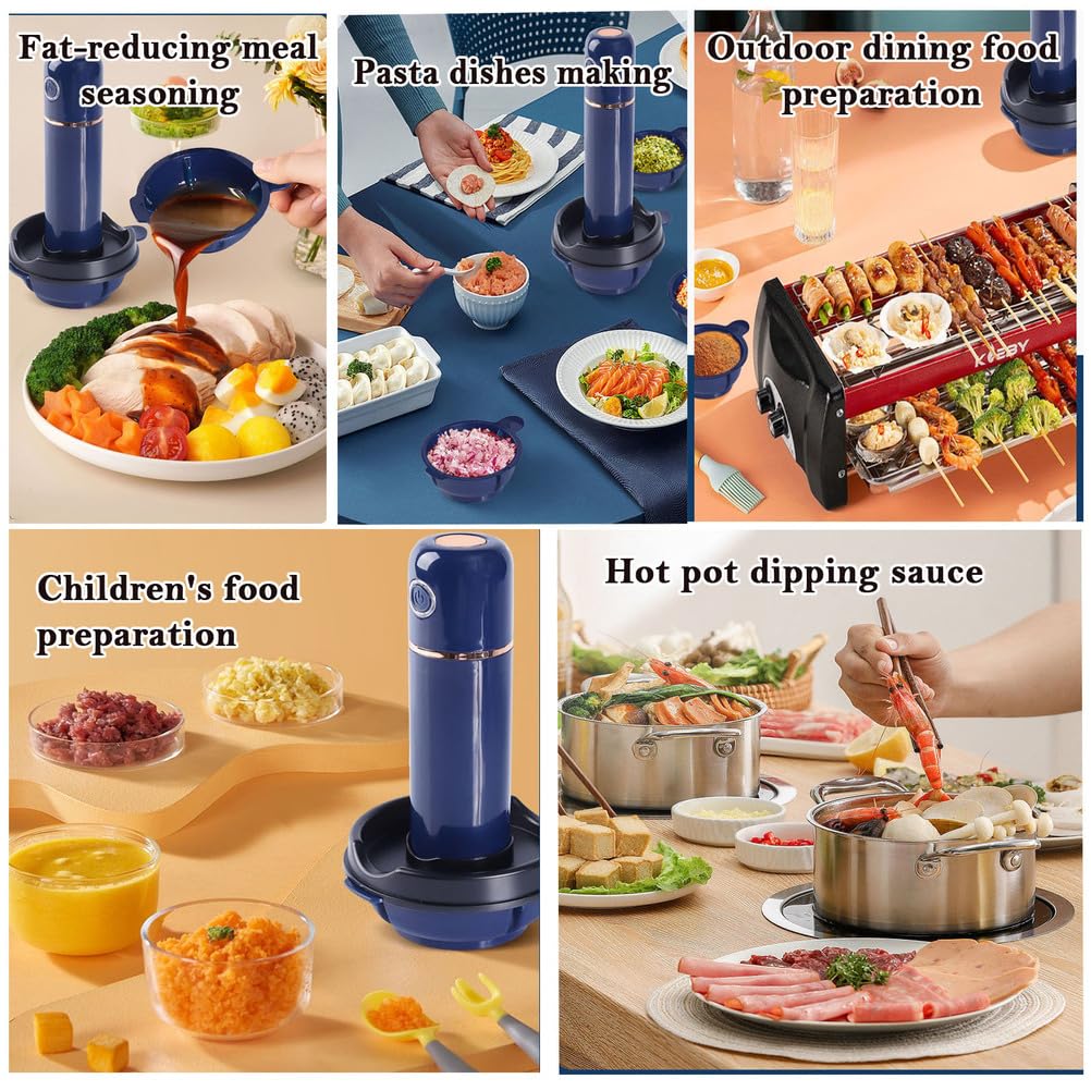 Picadora Electrica, Procesador De Alimentos, Trituradora De Alimentos con Cuchillas De Acero Inoxidable Y Recipiente De Vidrio De 1L, para Pica Carne, Frutas, Verduras, Azul