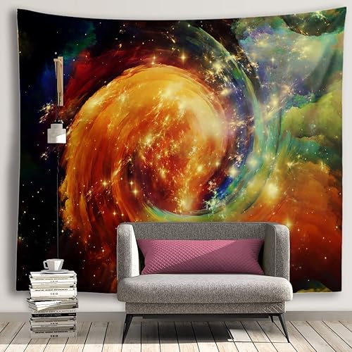 Miniatura 2 de Sinsoledad Tapiz de luz negra con galaxia, reactivo a los rayos UV, pósteres de luz negra, nebulosa trippy estrellada, estrella, universo, planetas,