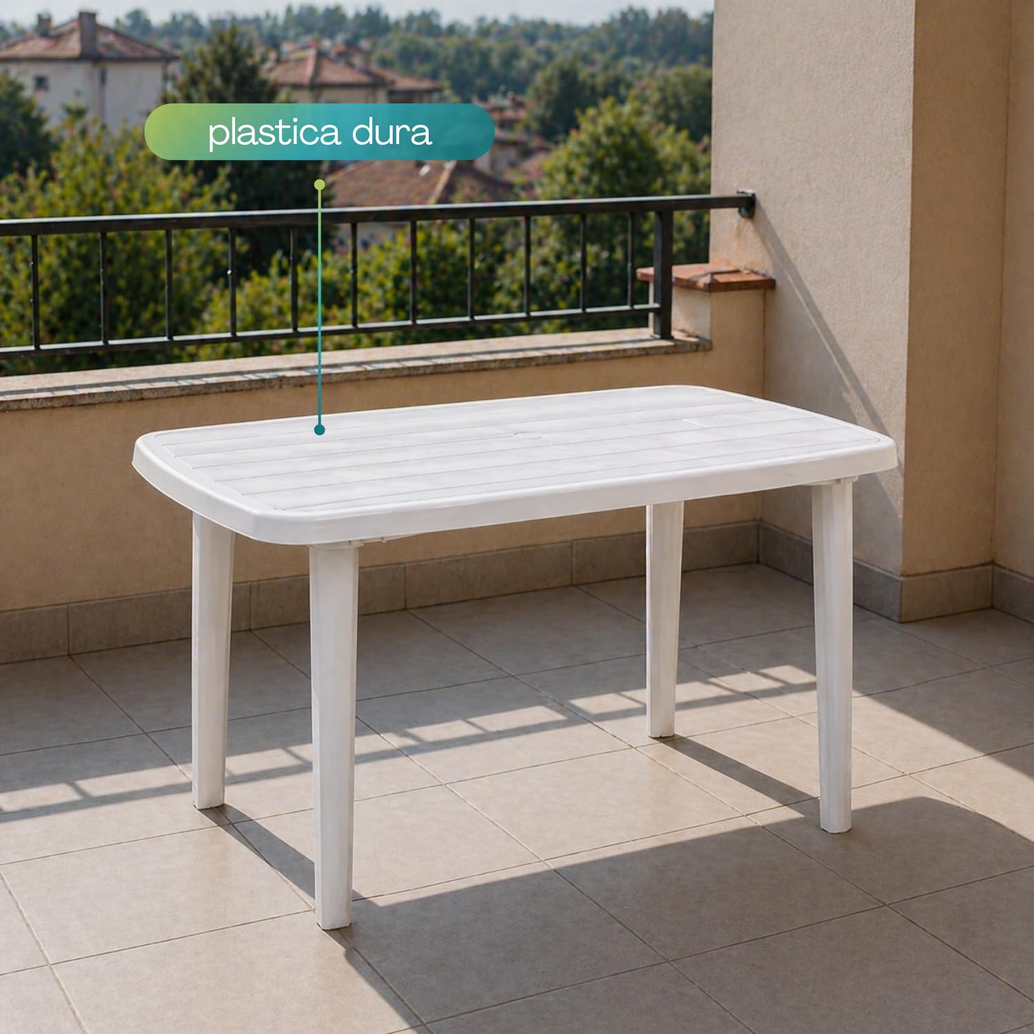PALUPLUS Tavolo Ovale da Giardino in Plastica colore Bianco, Misura 136x84x72 cm, Tavolino con 4 Gambe in Polipropilene, Arredo per Esterno, Terrazzo, Balcone, Patio, Made Italy -FAR076