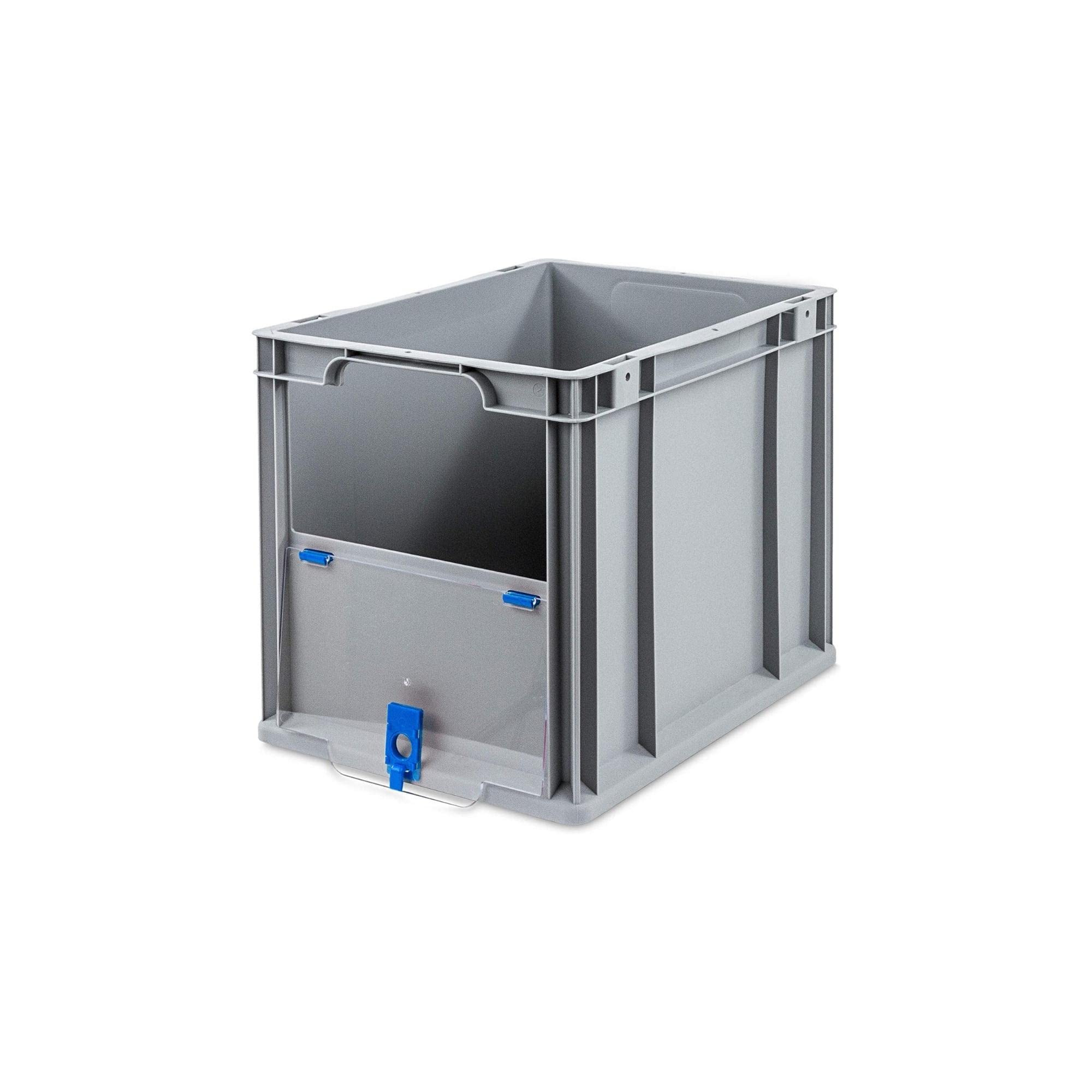 PROREGAL SET SUPER ÉCONOMIQUE 4x Bac Euro NextGen Insight Cover | HxLxP 32x30x40 | 30 litres | Haute/Bleu | Eurobox, boîte industrielle, boîtes de rangement, empilables
