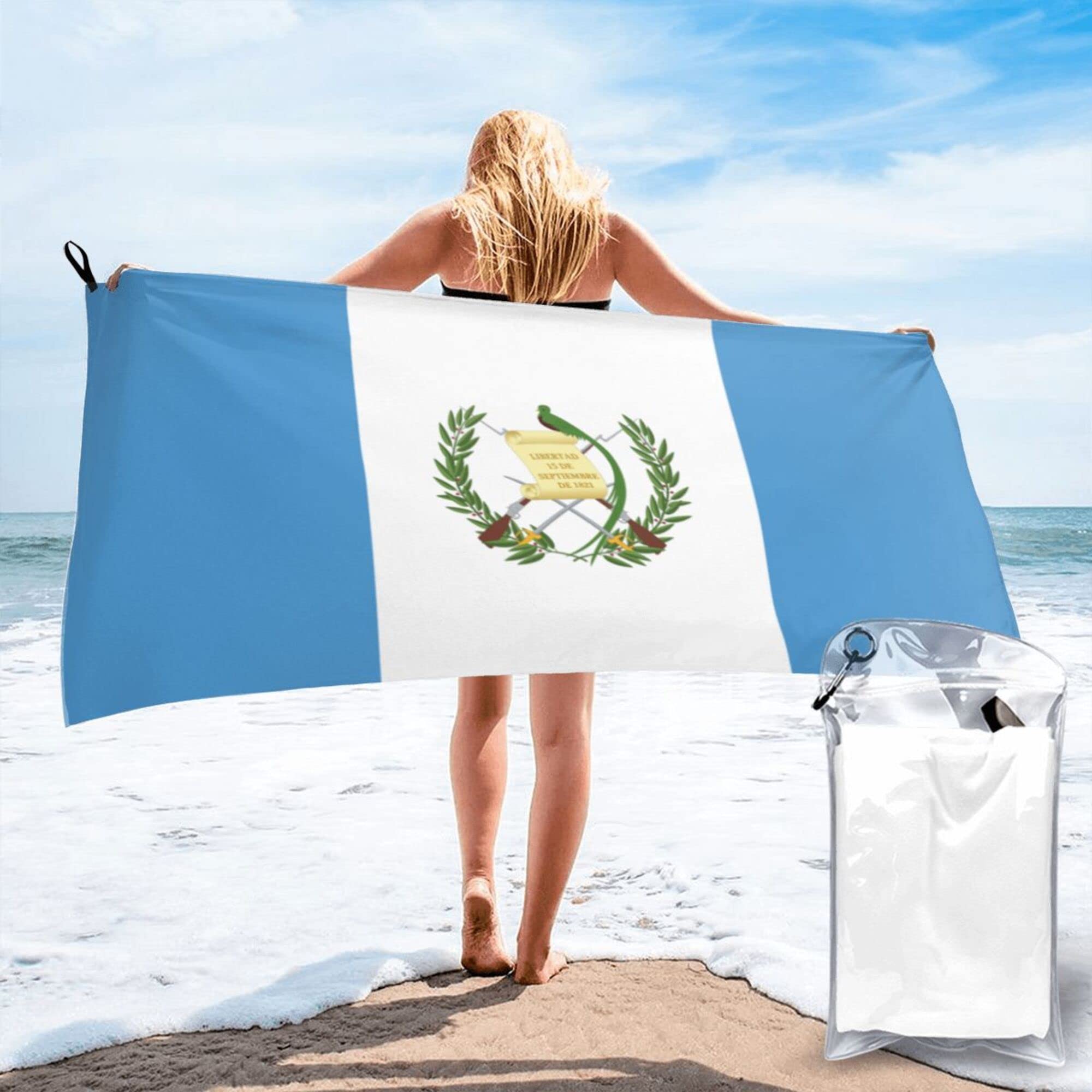 Lsjuee Guatemala Flag Microfiber Beach Towel-Quick Dry Oversized Towels Blanket for Travel Pool Camping