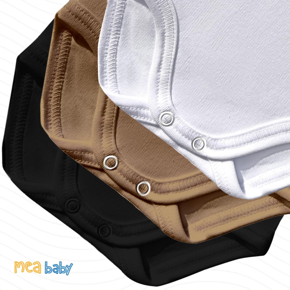 MEA BABY Unisex Baby Body z krótkimi rękawami z nadrukiem wykonane w 100% z bawełny w paczce 5 sztuk, body niemowlęce z nadrukiem, body niemowlęce dla dziewczynek, body niemowlęce dla chłopców