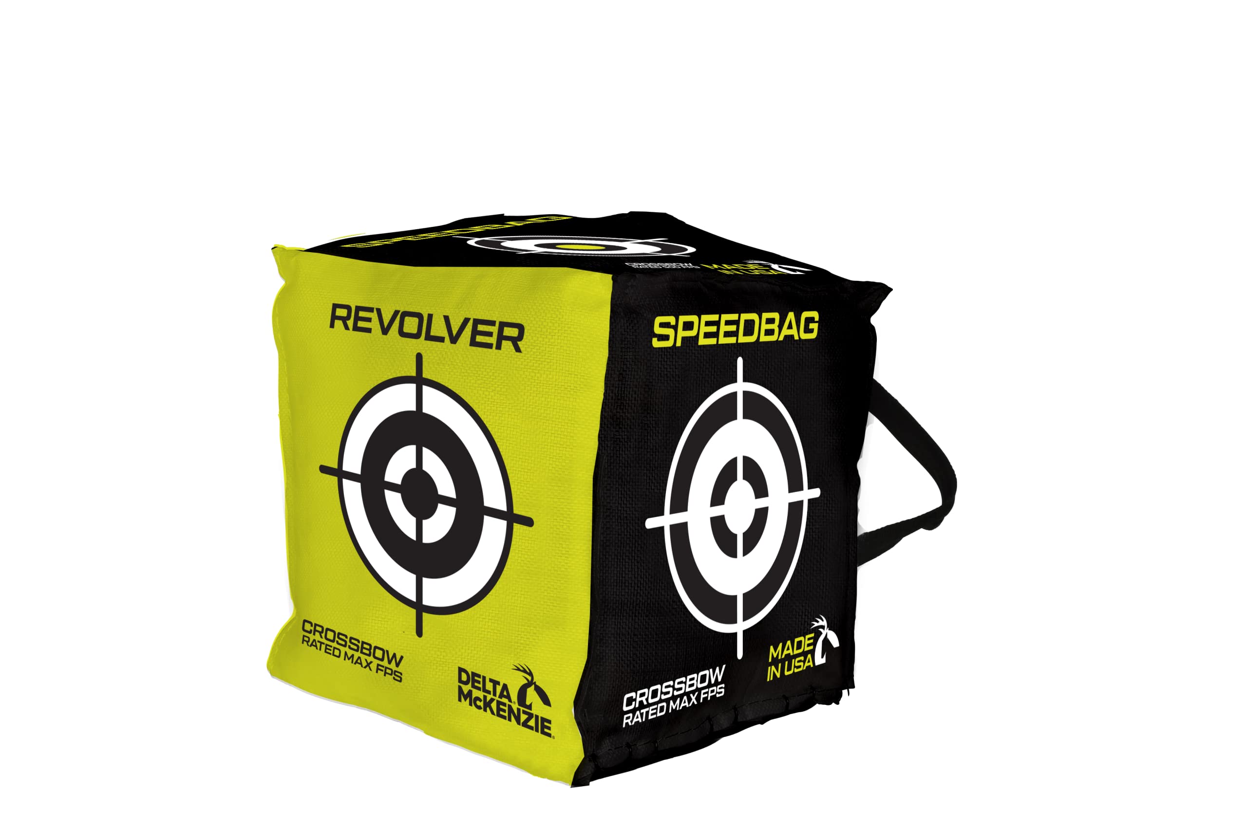 Delta McKenzie Speedbag Revolver 6-Sided Archery Target - 450 FPS Rated Portable Cube for Compound Bows, Recurve & Crossbows - High-Contrast Field Point Target with Easy Arrow Removal (12"x12"x12")