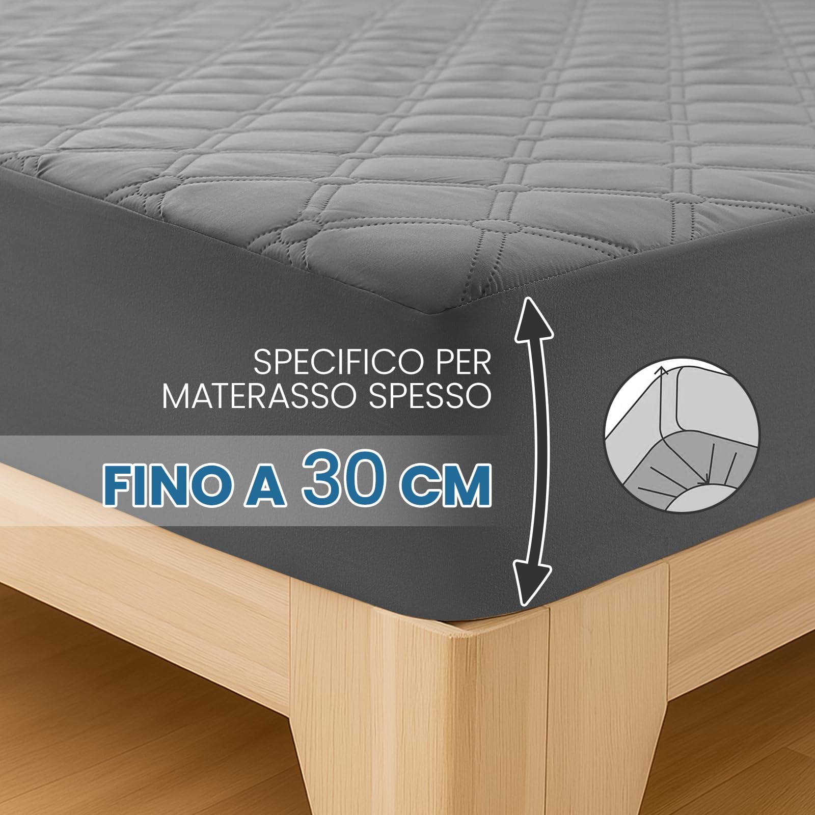 Ystyle Coprimaterasso Matrimoniale Impermeabile 160 X 190 CM, Elastica Coprimaterasso Antiacaro Antigraffio, Copri Materasso Con Angoli Anallergico, Proteggi Materasso Lavabile, Grigio