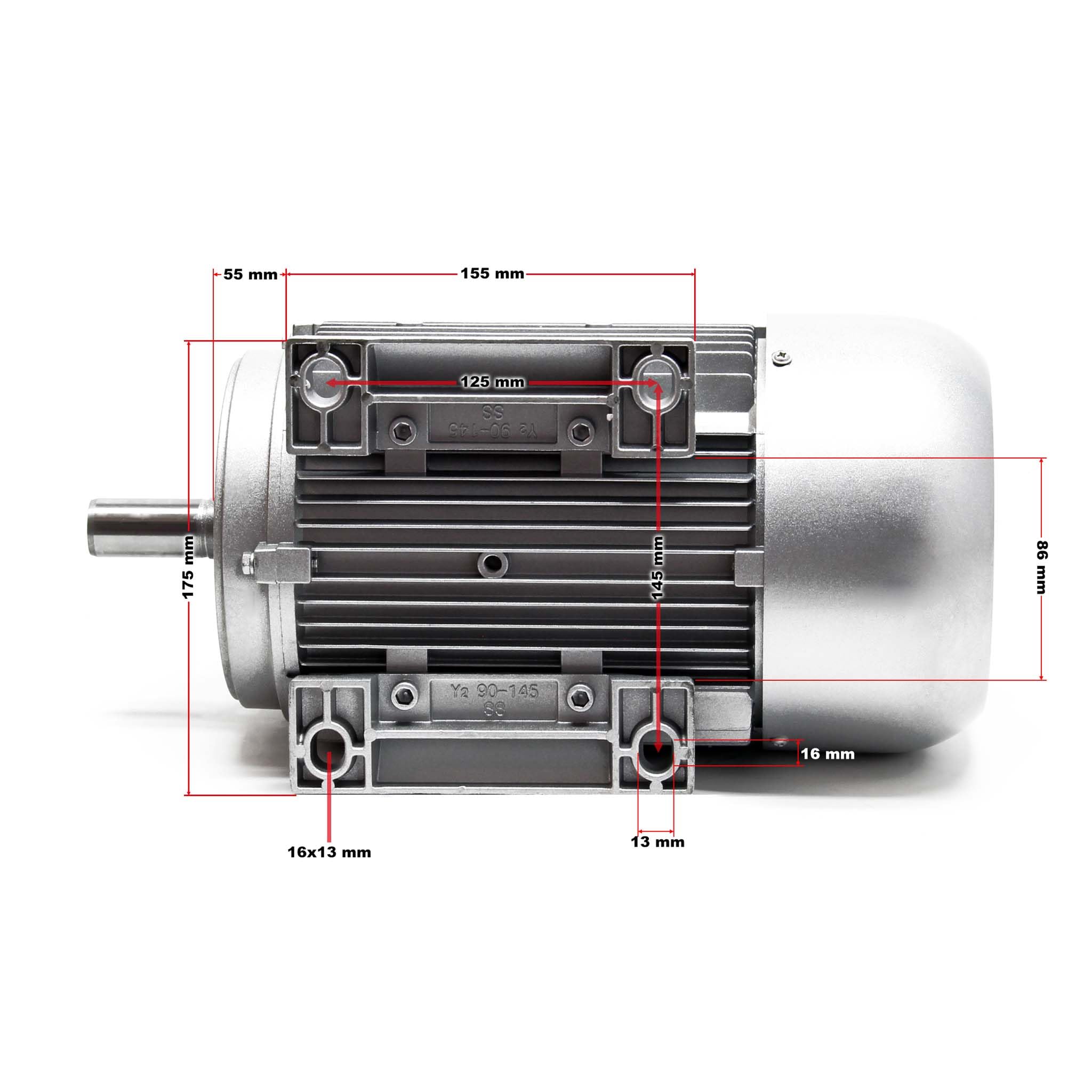Wiltec Motor eléctrico 230 V 1,5 kW (2 CV), monofásico 2 polos, motor con condensador de arranque 2850 rpm bobinado de aluminio