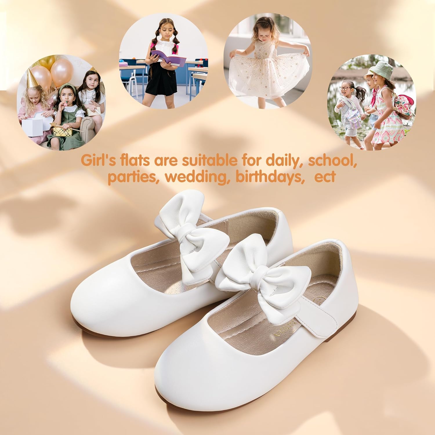 PANDANINJIA Toddler/Little Kid Girl's Angela Dress Mary Jane Ballet Flats Bow Flower Girl Wedding Party Ballerina Flat Shoes - Image 5