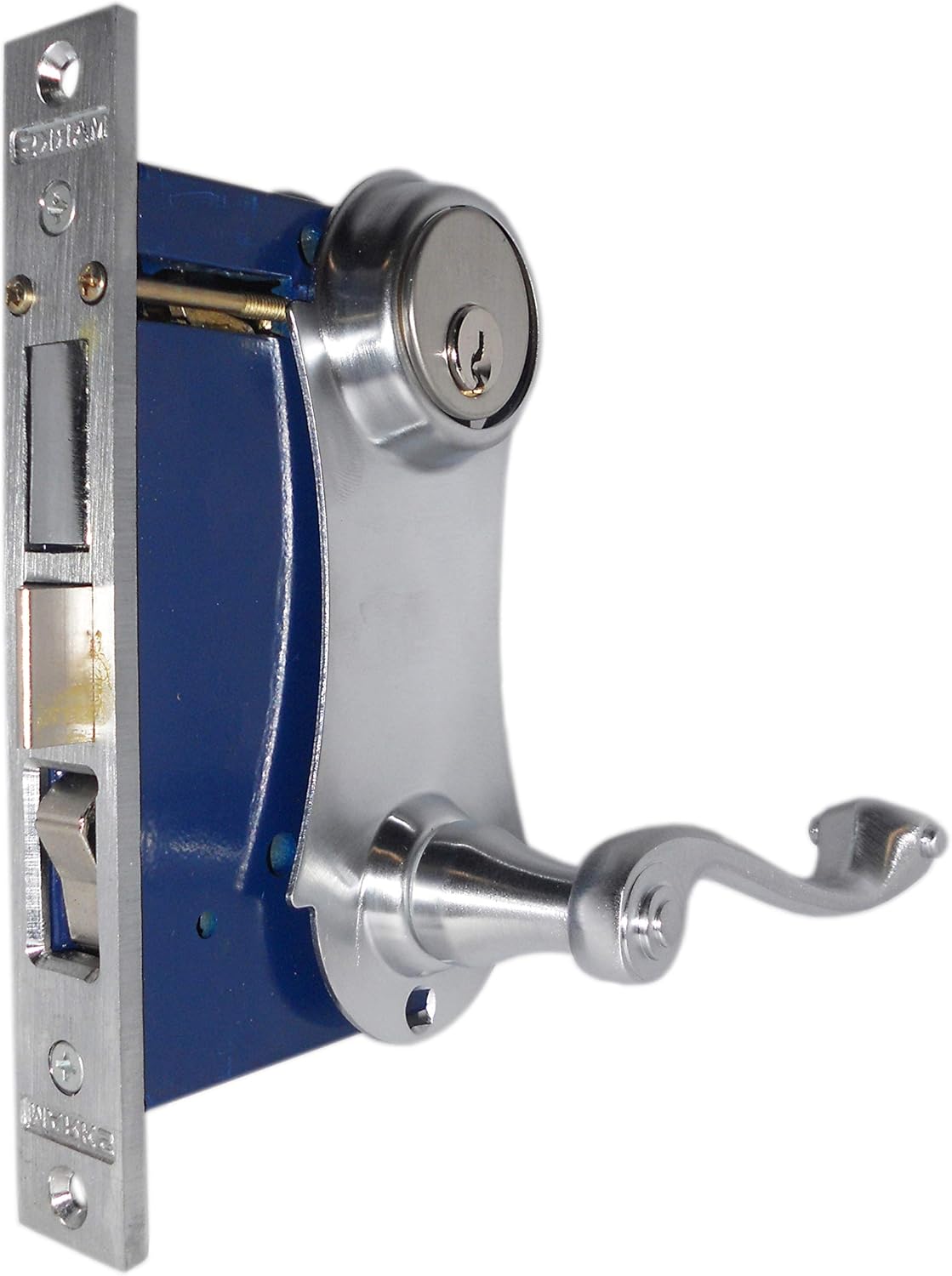 Marks 9215AC/26D-W Right Hand Reverse Satin Chrome Double Cylinder Entry Uni-Lock Lever/Plate Mortise Lockset for Iron Gate Doors