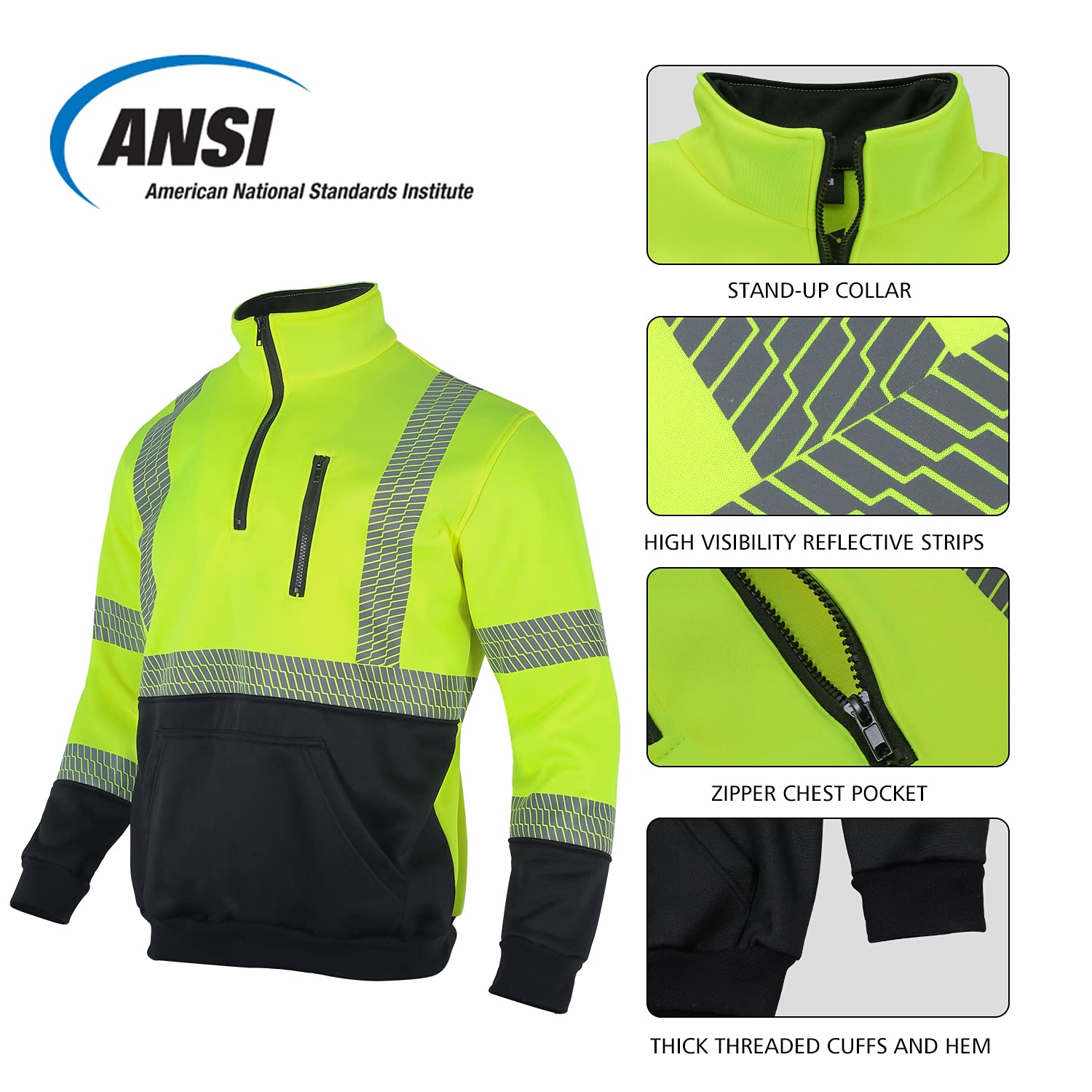 Snapklik.com : VENDACE Hi Vis Safety Reflective Sweatshirt For Men ANSI ...